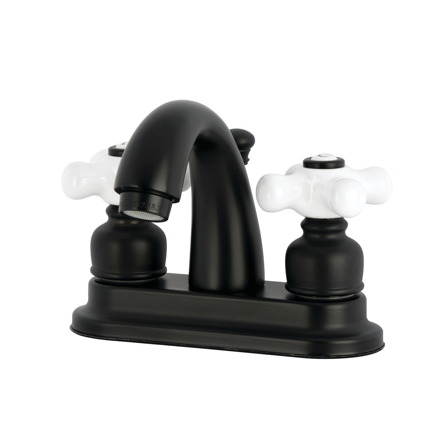 Kingston Heirloom KB5610PX - Restoration Double-Handle 3 trous montage sur plage 4-Inch Centerset Robinet de salle de bain avec drain à tirette, noir mat