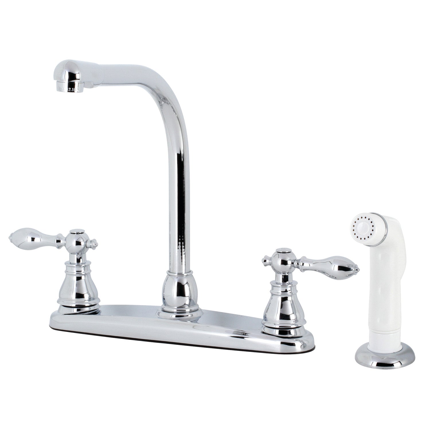 Kingston Tulare KB711ACL - Robinet de cuisine américain classique à deux poignées 4 trous 8" avec pulvérisateur latéral, chrome poli