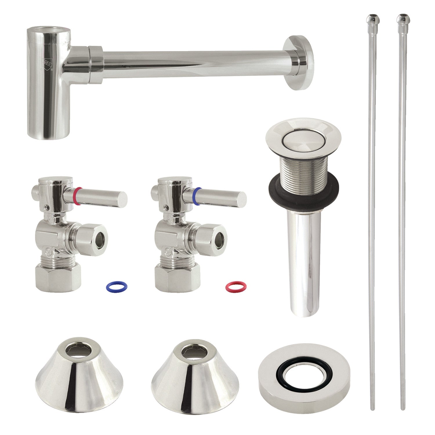 Kingston Sona CC53306DLVKB30 - Trimscape Modern Plumbing Sink Trim Kit with Bottle Trap and Drain, Polished Nickel