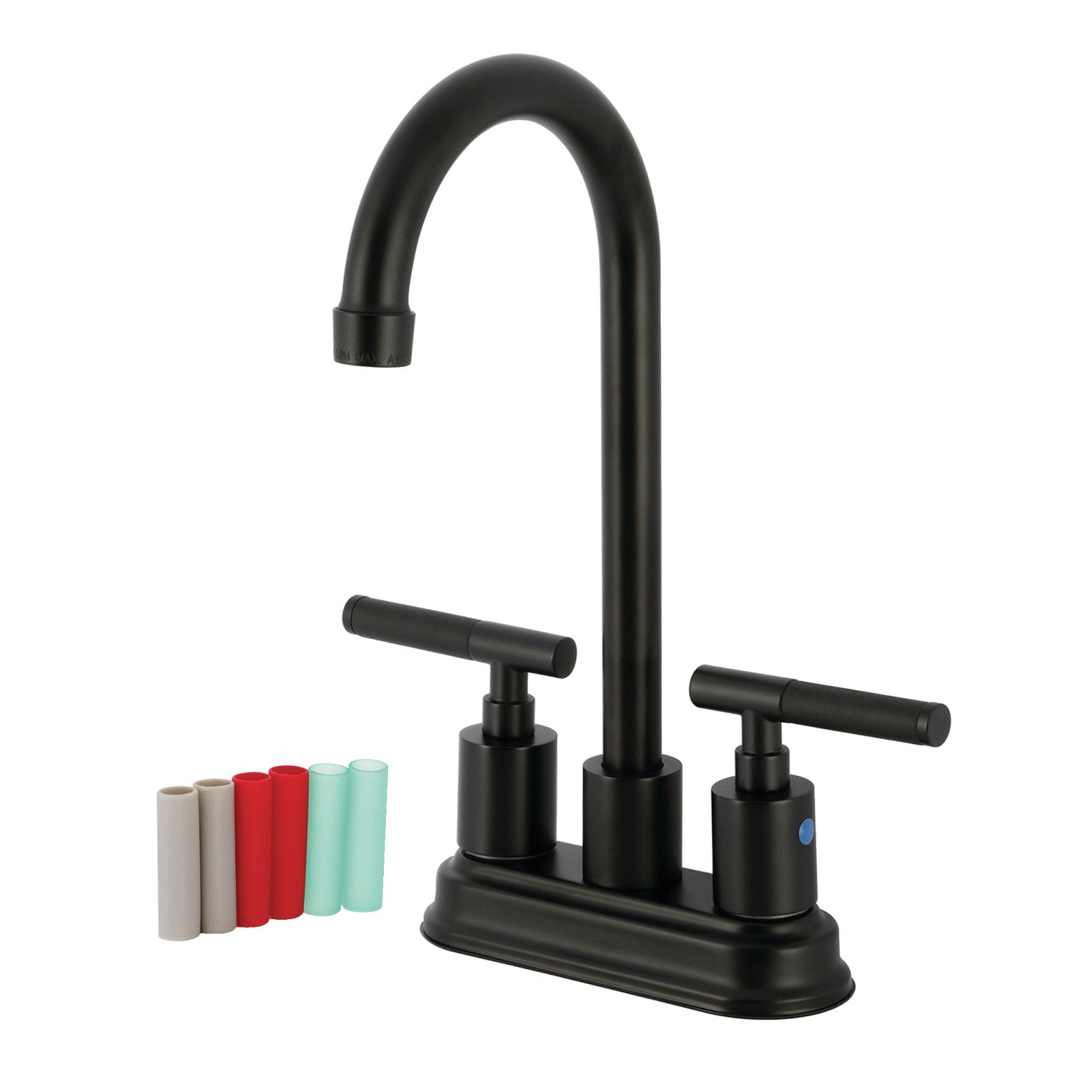 Kingston Tulare KB8490CKL - Robinet de bar à deux poignées Kaiser 2 trous, noir mat