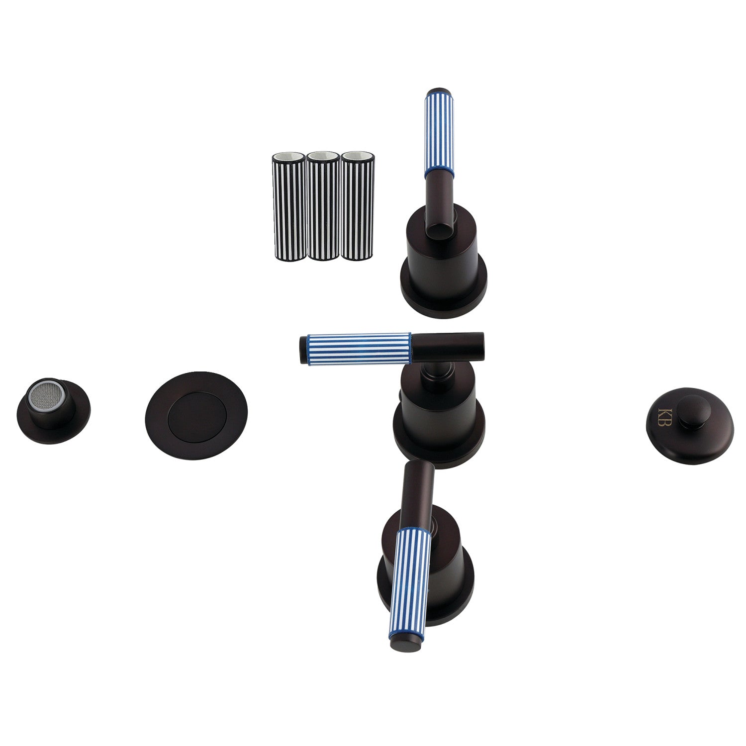 Kingston Sona KB6325KPS - Robinet à trois poignées avec poignée moletée et à tirette en laiton, bronze frotté à l'huile