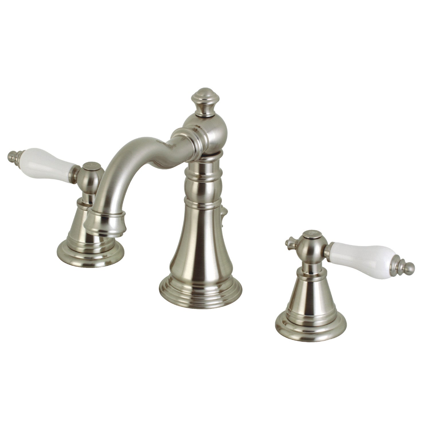 Kingston Heirloom FSC1978PL - Robinet de salle de bains à entraxe large avec drain à tirette, nickel brossé
