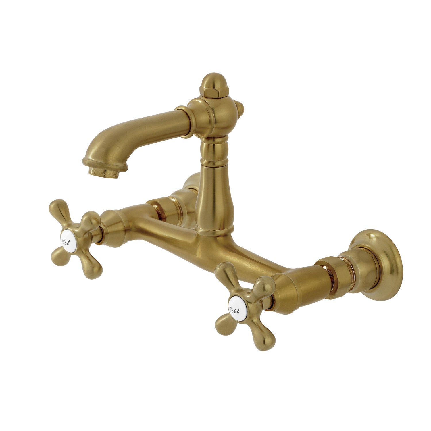 Kingston Heirloom KS7257AX - Robinet de salle de bain double poignée de pays anglais 2 trous, laiton brossé