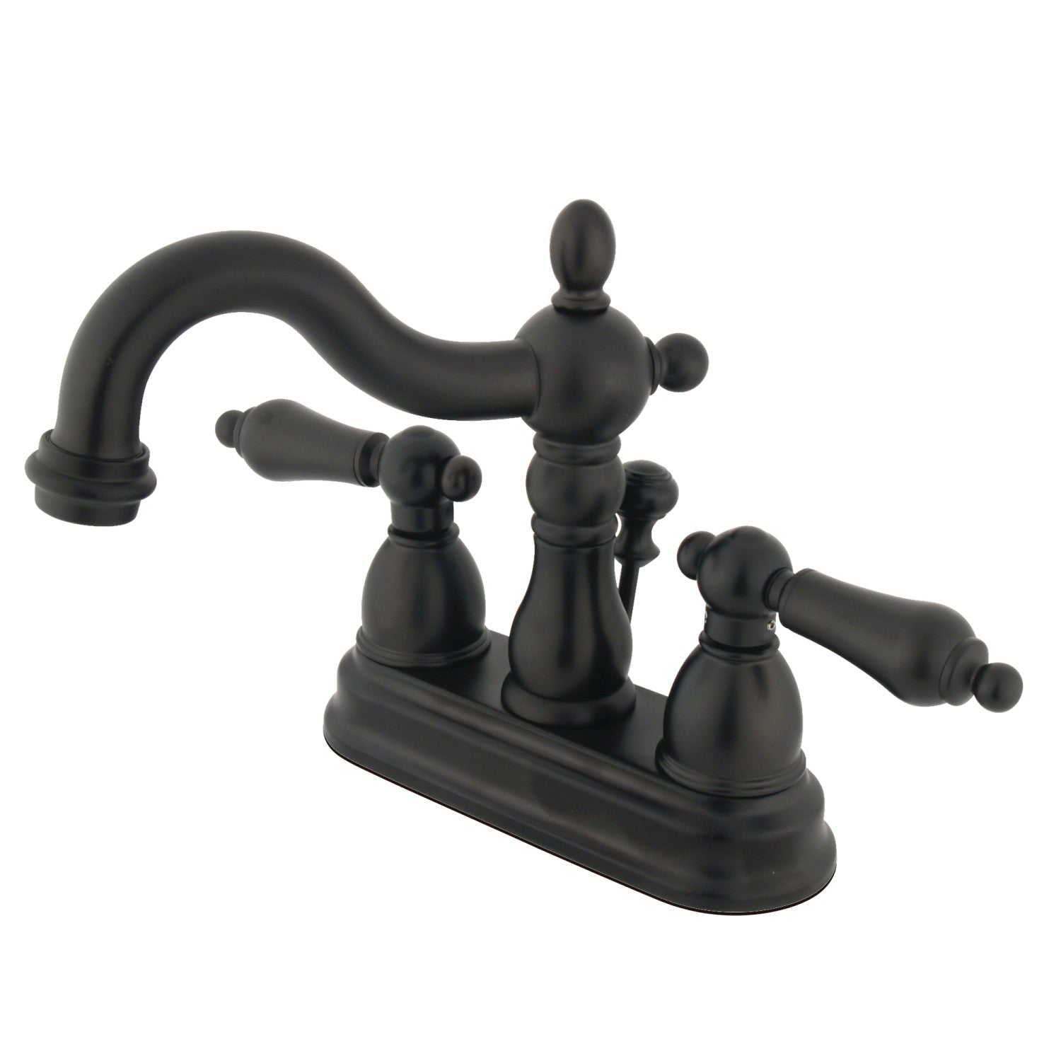 Kingston Heirloom KB1605ALB - Heritage Double-Handle 3 trous montage sur plage 4-Inch Centerset Robinet de salle de bains avec laiton à tirette, bronze frotté à l'huile