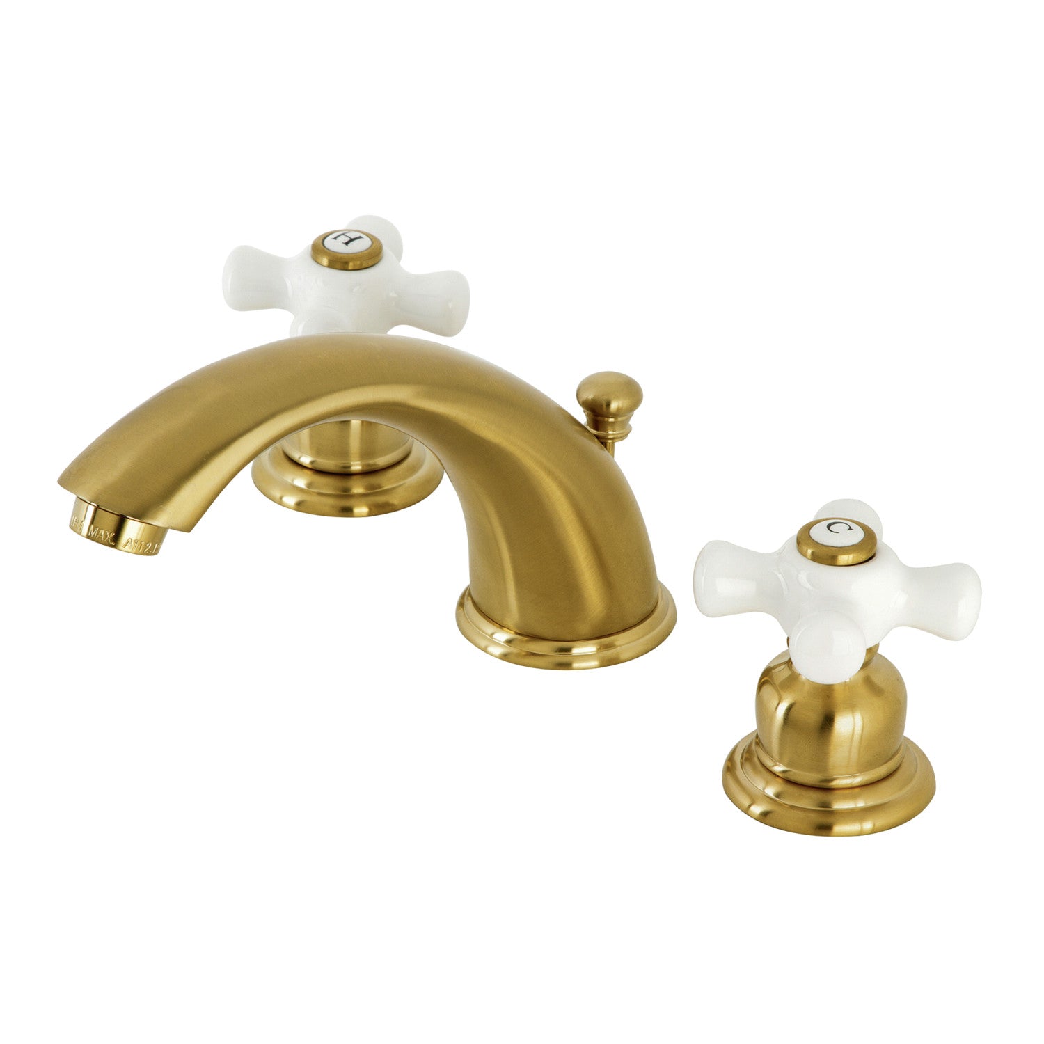 Kingston Heirloom KB967PXSB - Robinet de salle de bains à deux poignées Magellan 3 trous Robinet de salle de bains étendu avec drain à tirette, laiton brossé