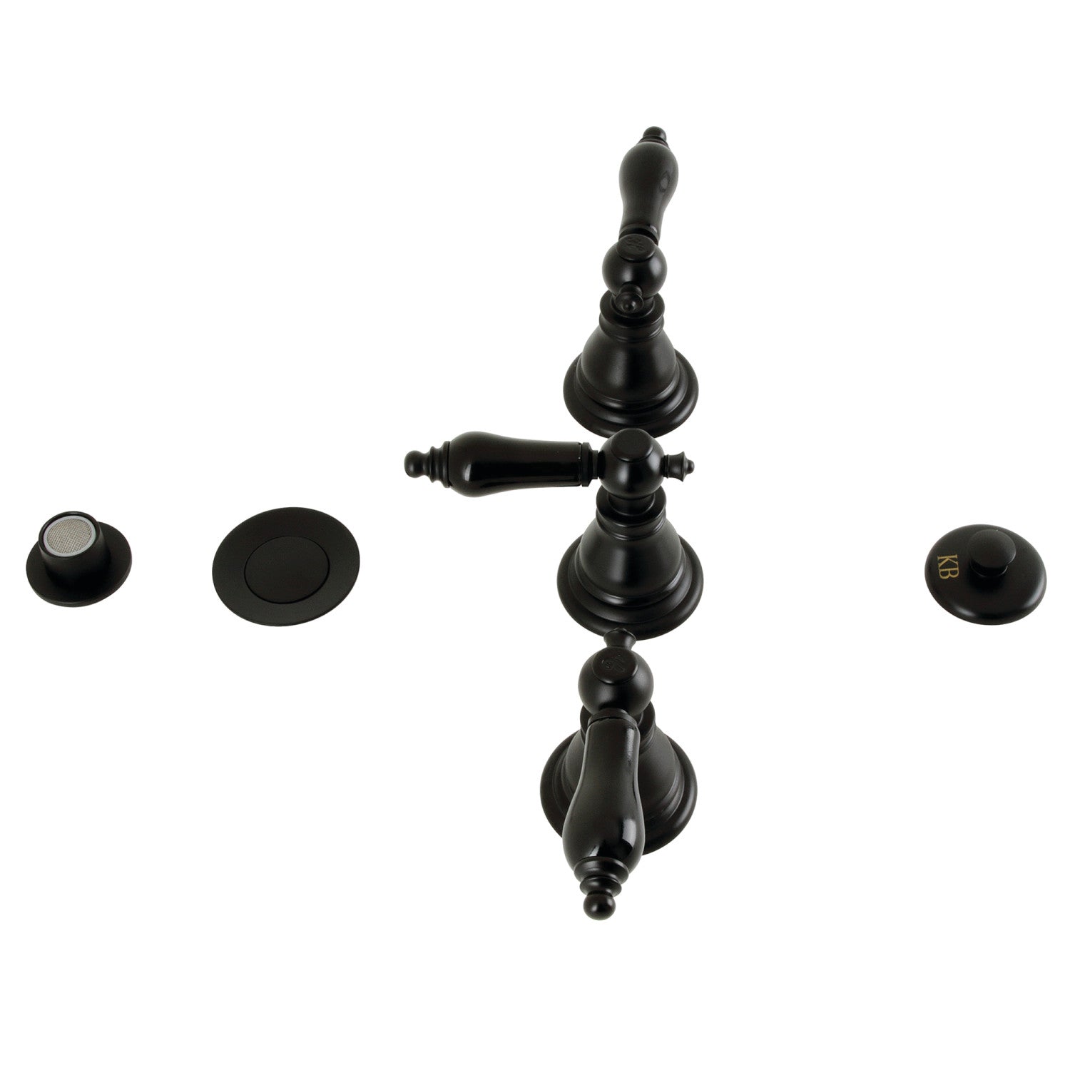 Kingston Heirloom KB320AKL - Robinet de bidet vertical à trois poignées avec laiton, noir mat