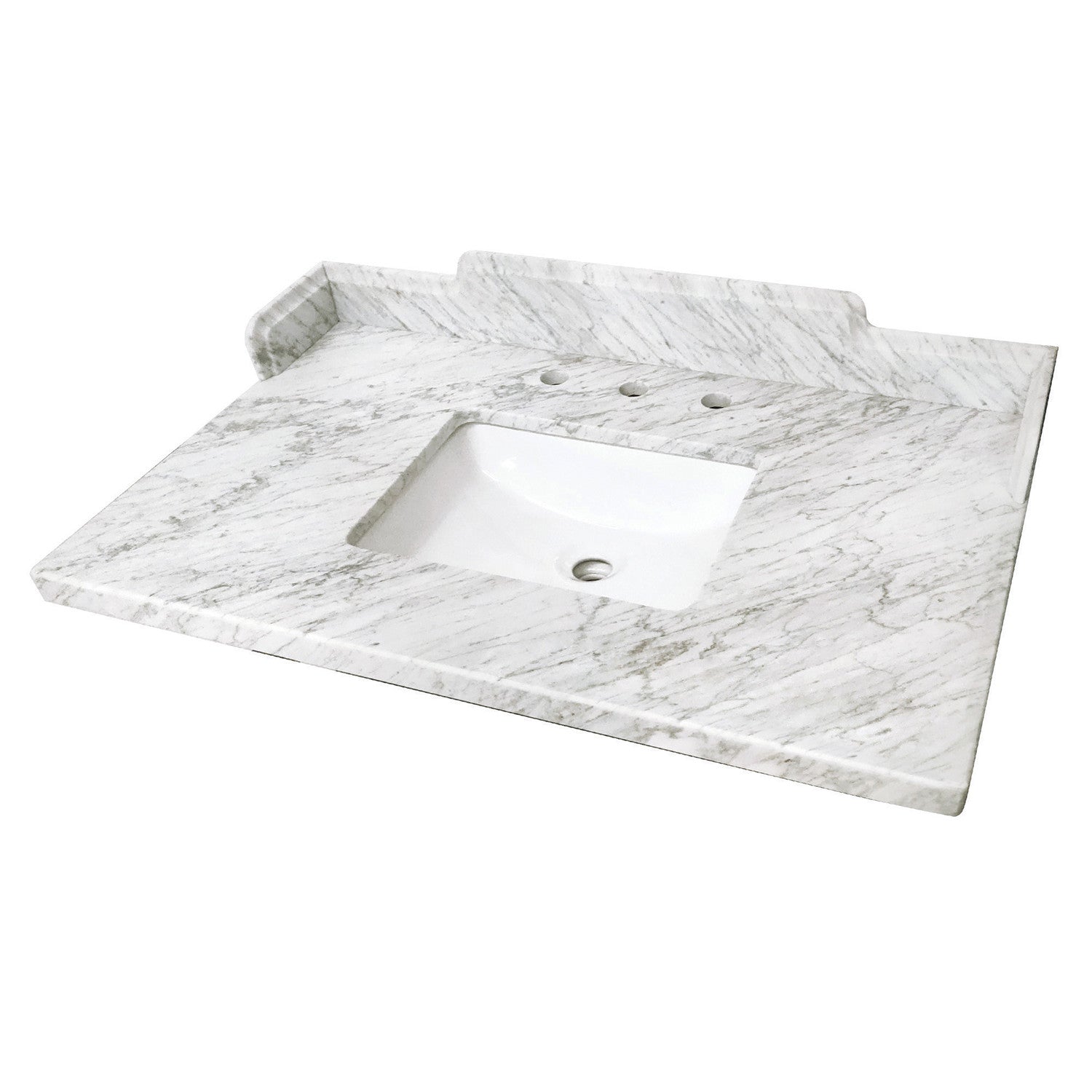 Kingston Heirloom KMS3622M38SQ - Pemberton 36-Inch Carrara Marble Vanity Sink Top (8" Faucet Drillings), Carrara White