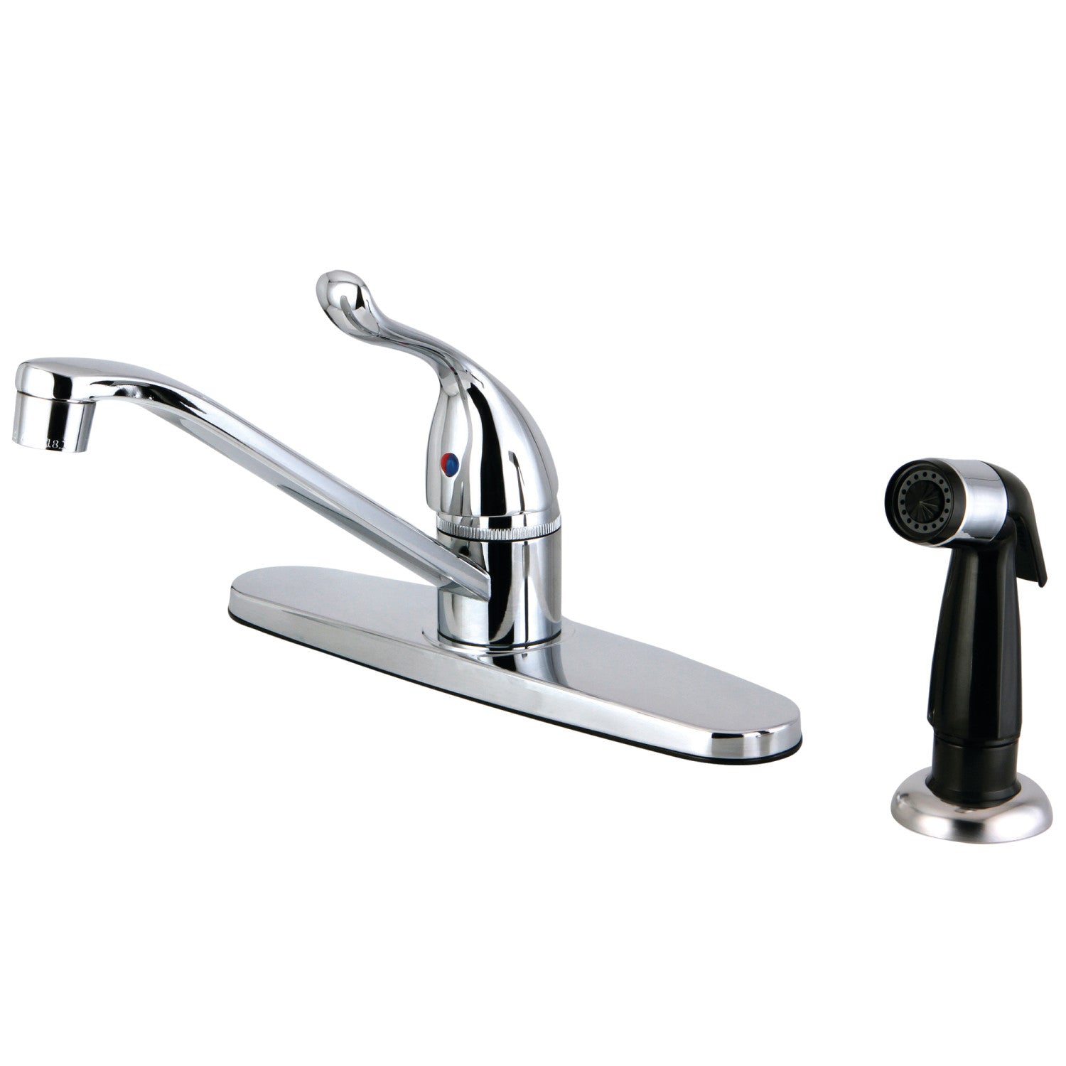 Kingston Tulare FB5571YL - Robinet de cuisine central à une poignée Yosemite 4 trous 8" avec pulvérisateur latéral, chrome poli