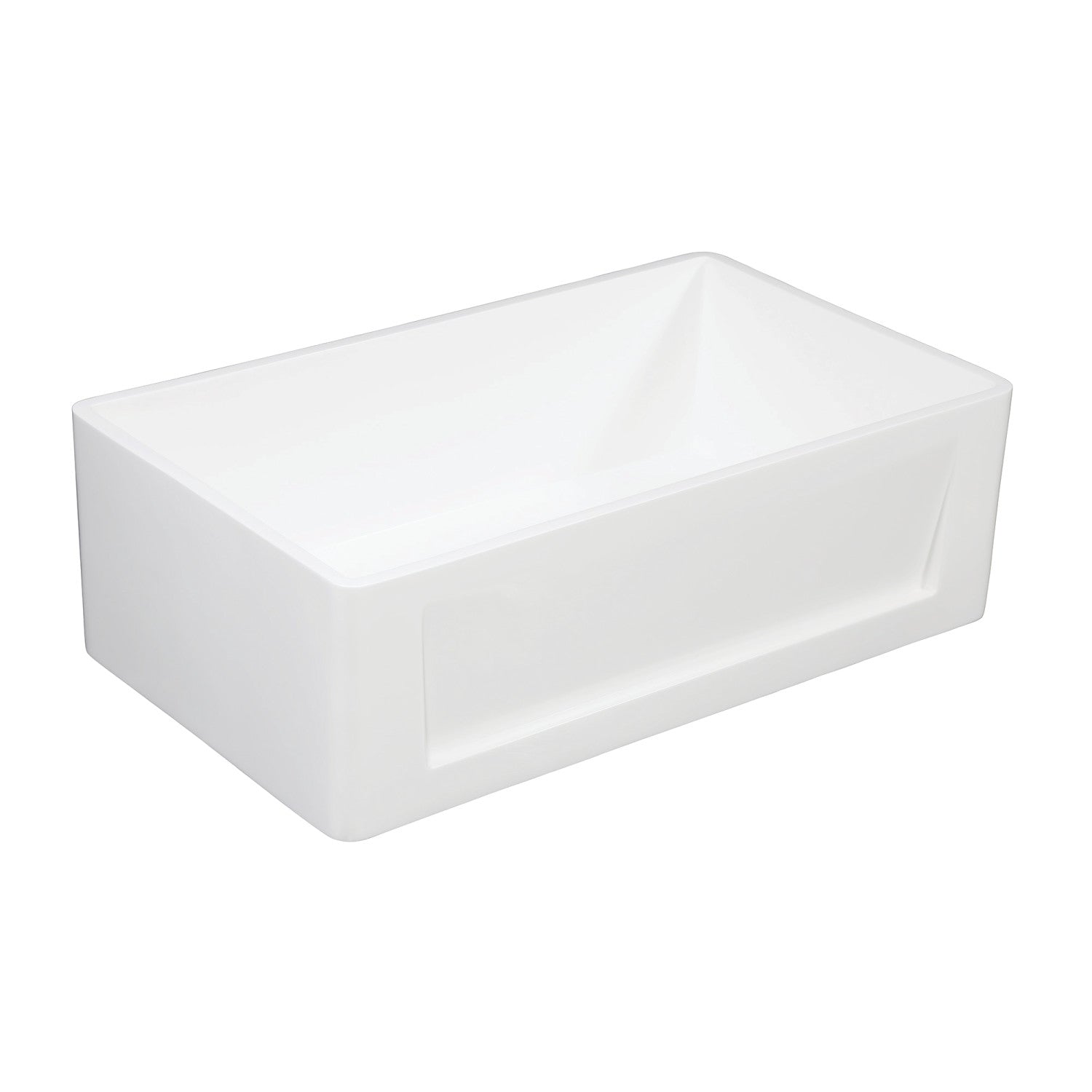 Kingston Arcticstone GKFA301810SQ 30-Inch Solid Surface White Stone Apron-Front Single Bowl Farmhouse Kitchen Sink with Strainer, Matte White