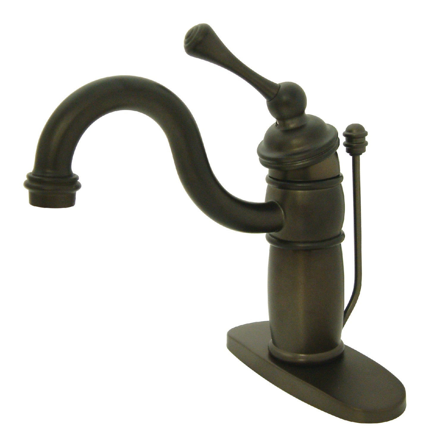 Kingston Heirloom KB1405BL - Robinet de salle de bain à une poignée victorienne 1 trou avec plaque de pont et drain à tirette, bronze frotté à l'huile