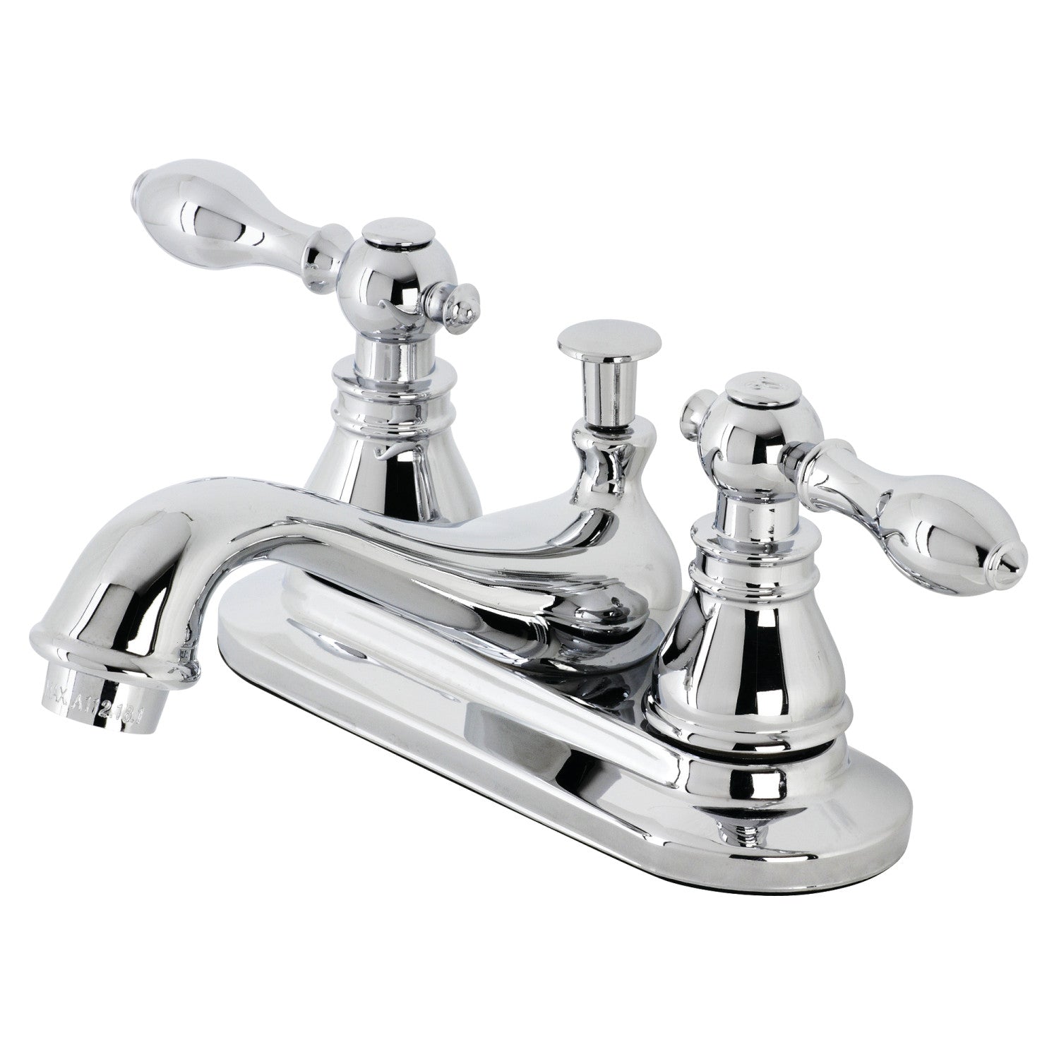 Kingston Heirloom KB601ACL - American Classic Double-Handle 3 trous montage sur plage 4-Inch Centerset Robinet de salle de bains avec drain à tirette, chrome poli
