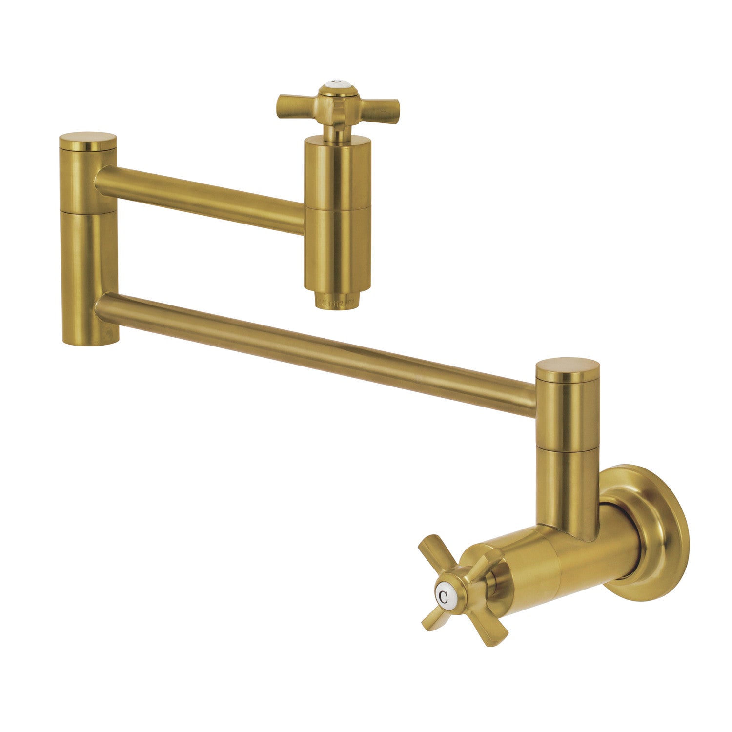 Kingston Sona KS8107ZX - Robinet de remplissage de pot de montage mural bimanche Millennium 1 trou, laiton brossé