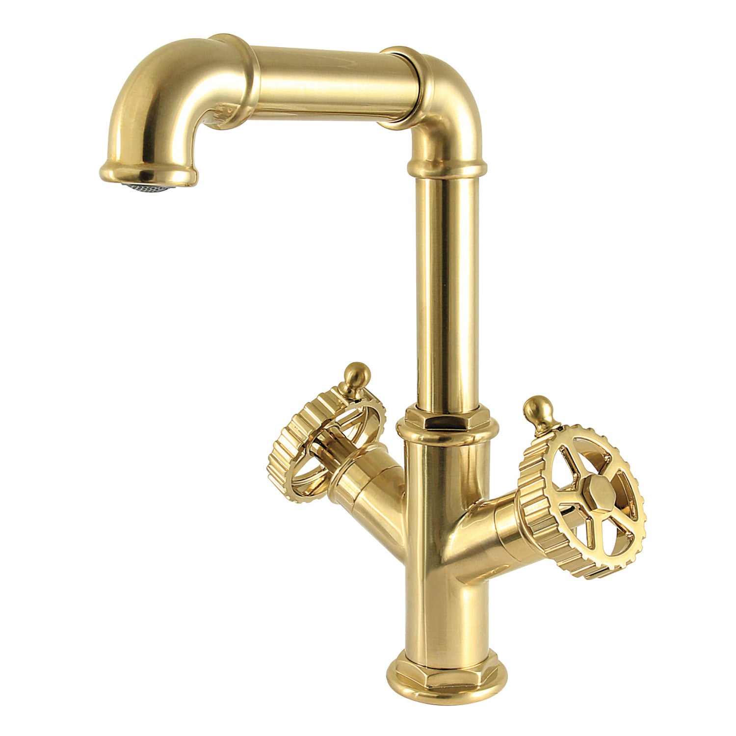 Kingston Fuller LS6303CG Robinet de salle de bains à deux poignées 1 trou avec bonde à tirette, laiton brossé