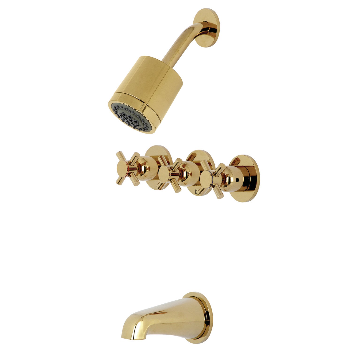 Kingston Sona KBX8132DX - Robinet de baignoire et de douche à triple poignée Concord, laiton poli