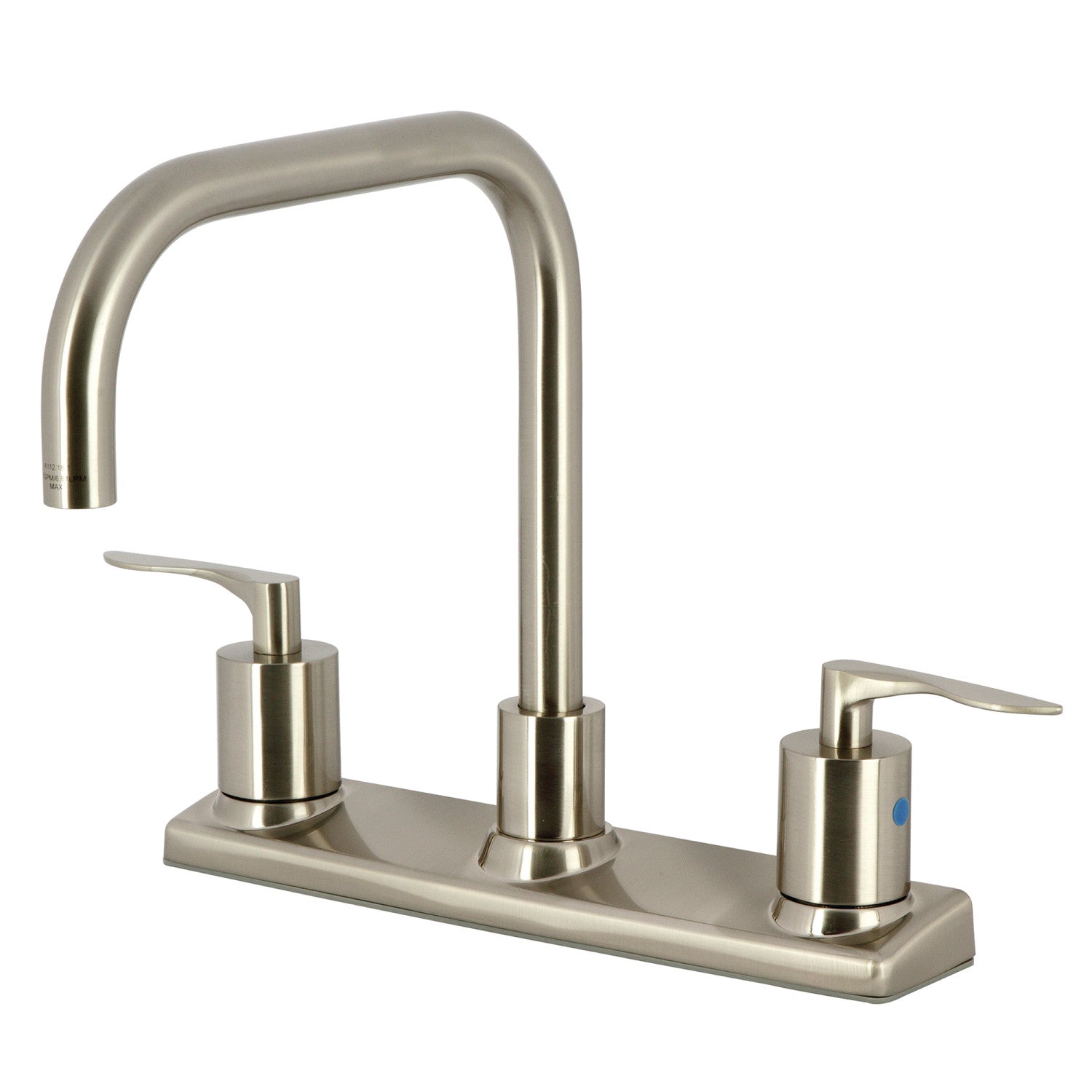 Kingston Tulare FB2148SVL - Serena Robinet de cuisine à deux poignées 2 trous 8", Nickel brossé