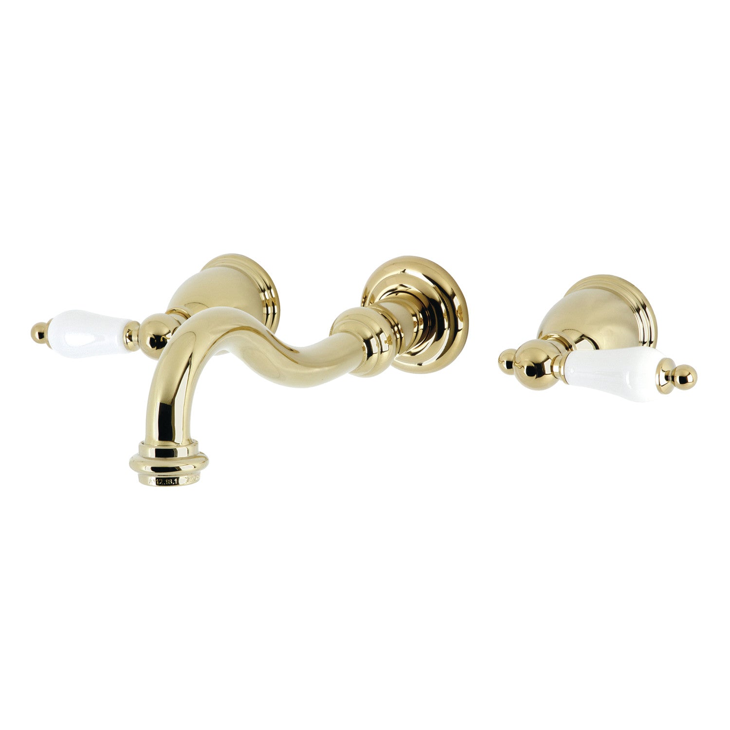 Kingston Heirloom KS3122PL - Robinet de salle de bains mural double poignée vintage 3 trous, laiton poli