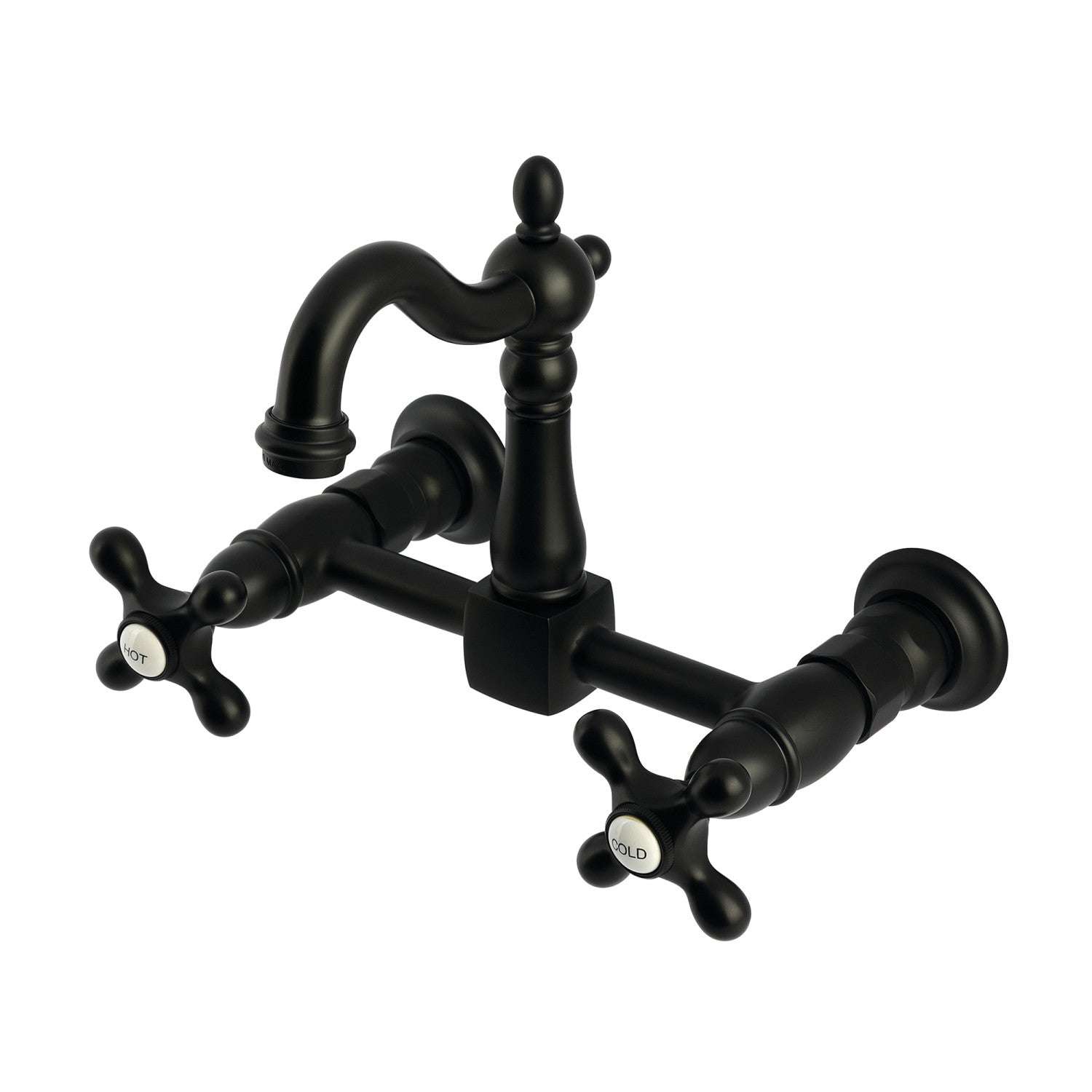 Kingston Heirloom KS2440AX - Robinet de cuisine à deux poignées Heritage 2 trous, noir mat