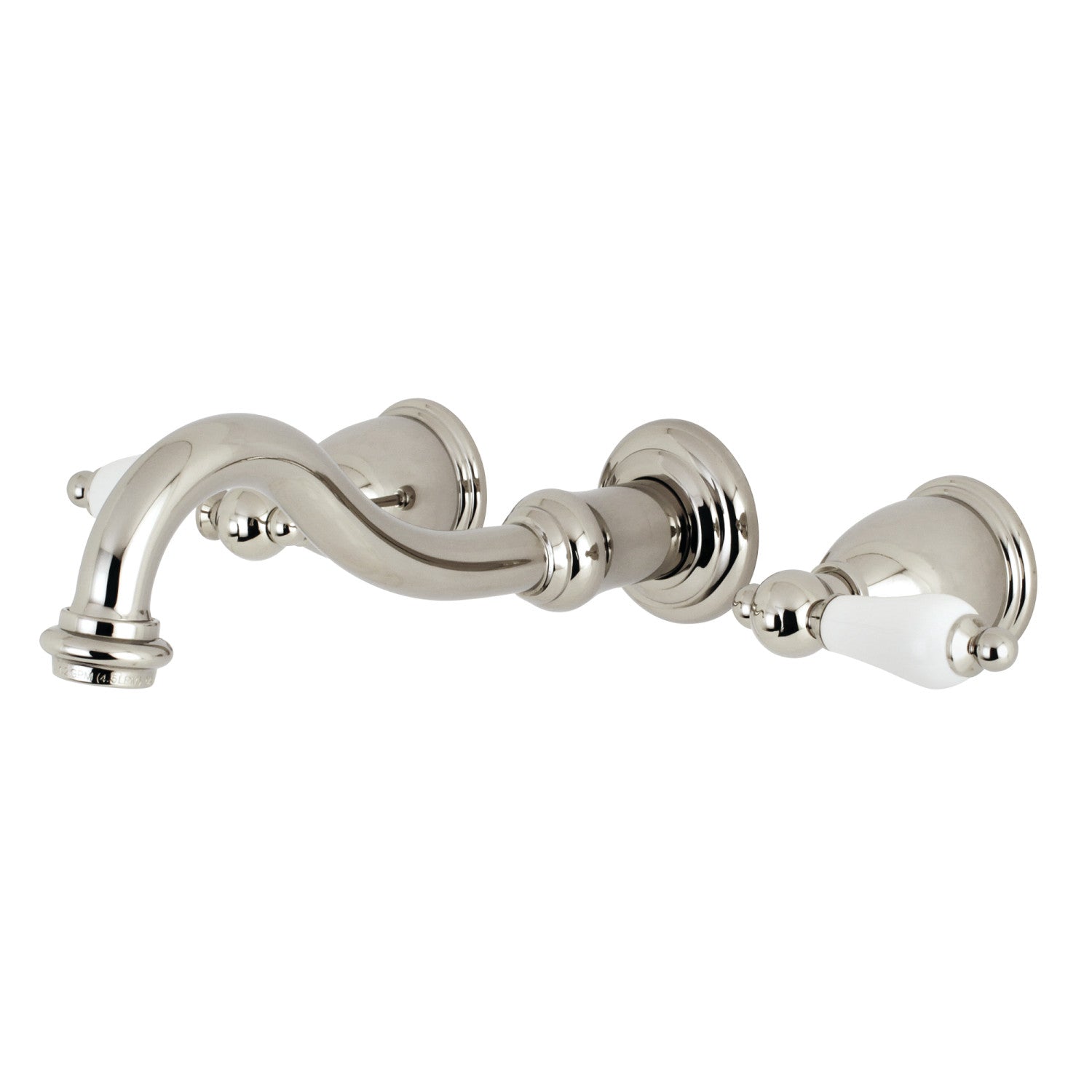 Kingston Heirloom KS3126PL - Vintage double poignée 3-Trou robinet de salle de bains mural, nickel poli
