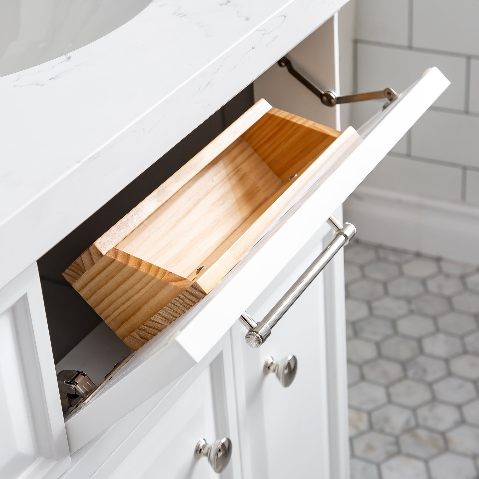 Kingston Luxe PA60QZ05PW - 60 in. x 22 in. Bathroom Vanity Quartz Top and White Basin, Pure White