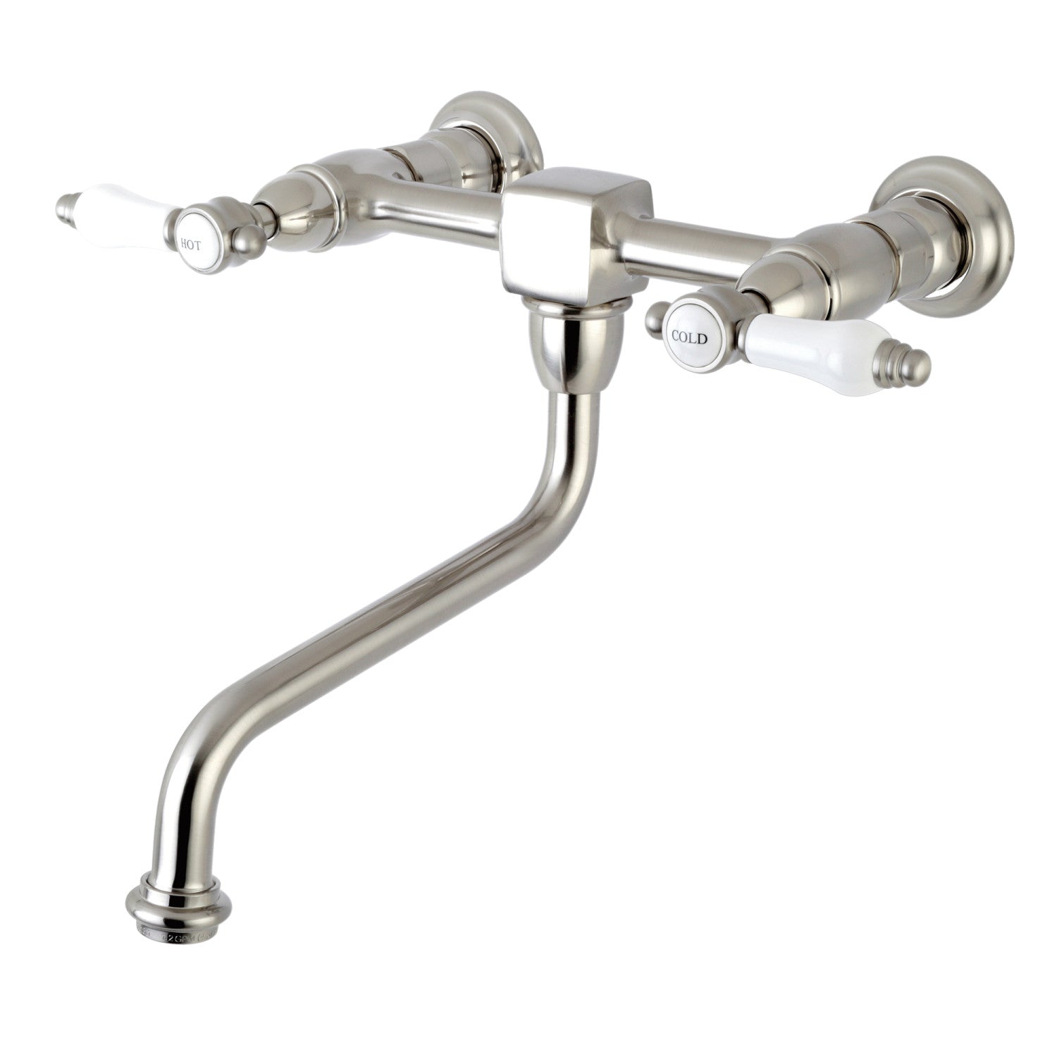 Kingston Heirloom KS1218BPL - Bel-Air Double-Handle 2 trous Robinet de salle de bain mural, Nickel brossé