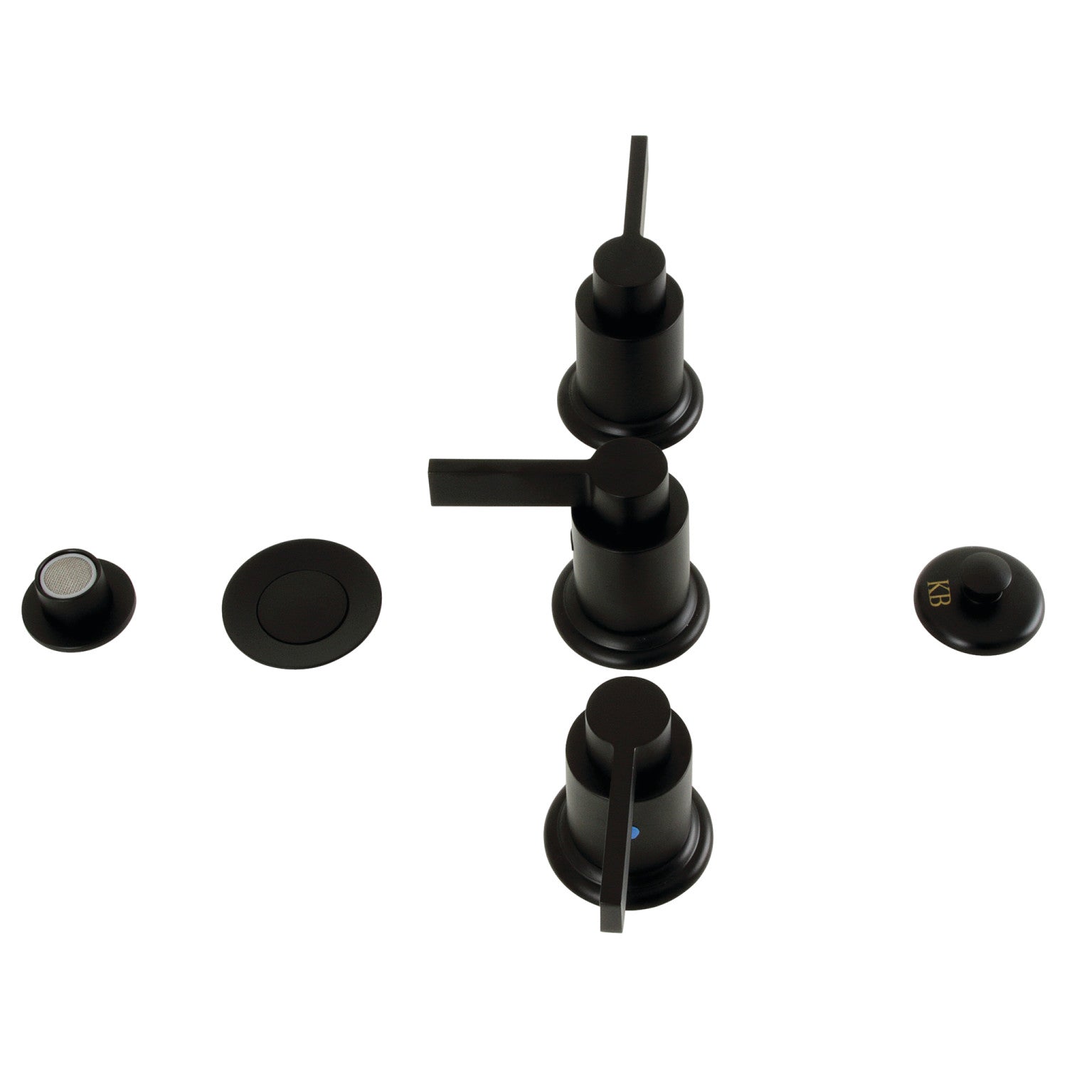 Kingston Sona KB6320NDL - NuvoFusion Robinet de pulvérisation vertical à trois poignées avec clapet en laiton, noir mat