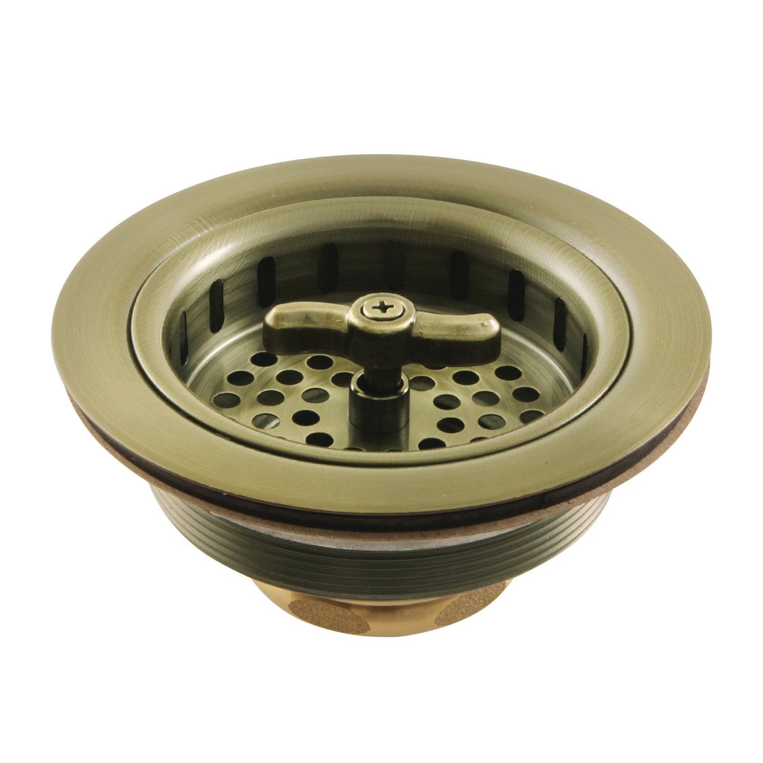 Kingston Tacoma K212AB 3-1/2 Inch Kitchen Sink Basket Strainer Only, Antique Brass