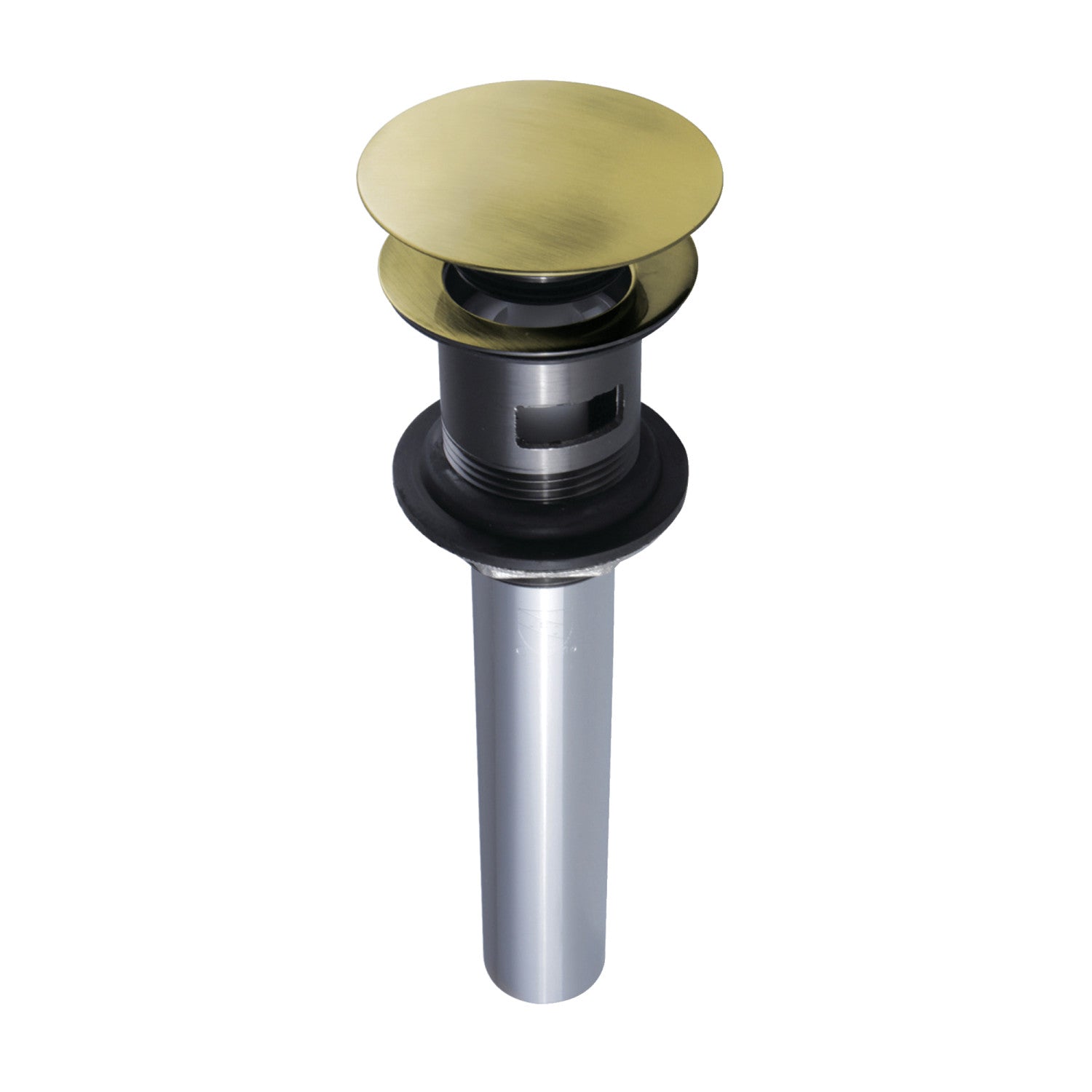 Kingston Sona EV6003 - Trimscape Brass Push Pop-Up Bathroom Sink Drain with Overflow, 22 Gauge, Antique Brass