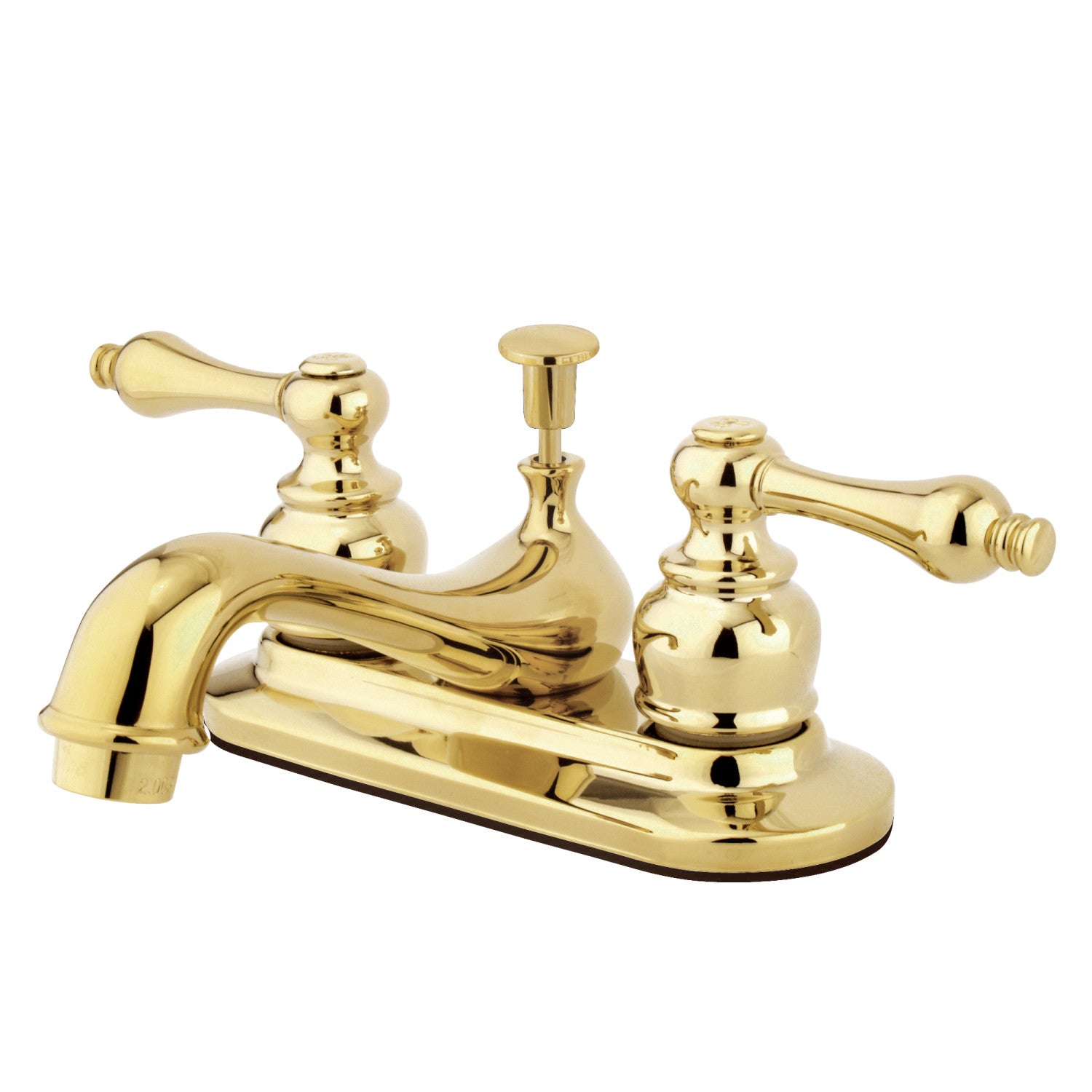 Kingston Heirloom GKB602AL - Restoration Double-Handle 3-Hole Deck Mount 4-Inch Centerset Bathroom Faucet with Pop-Up Drain, Polished Brass