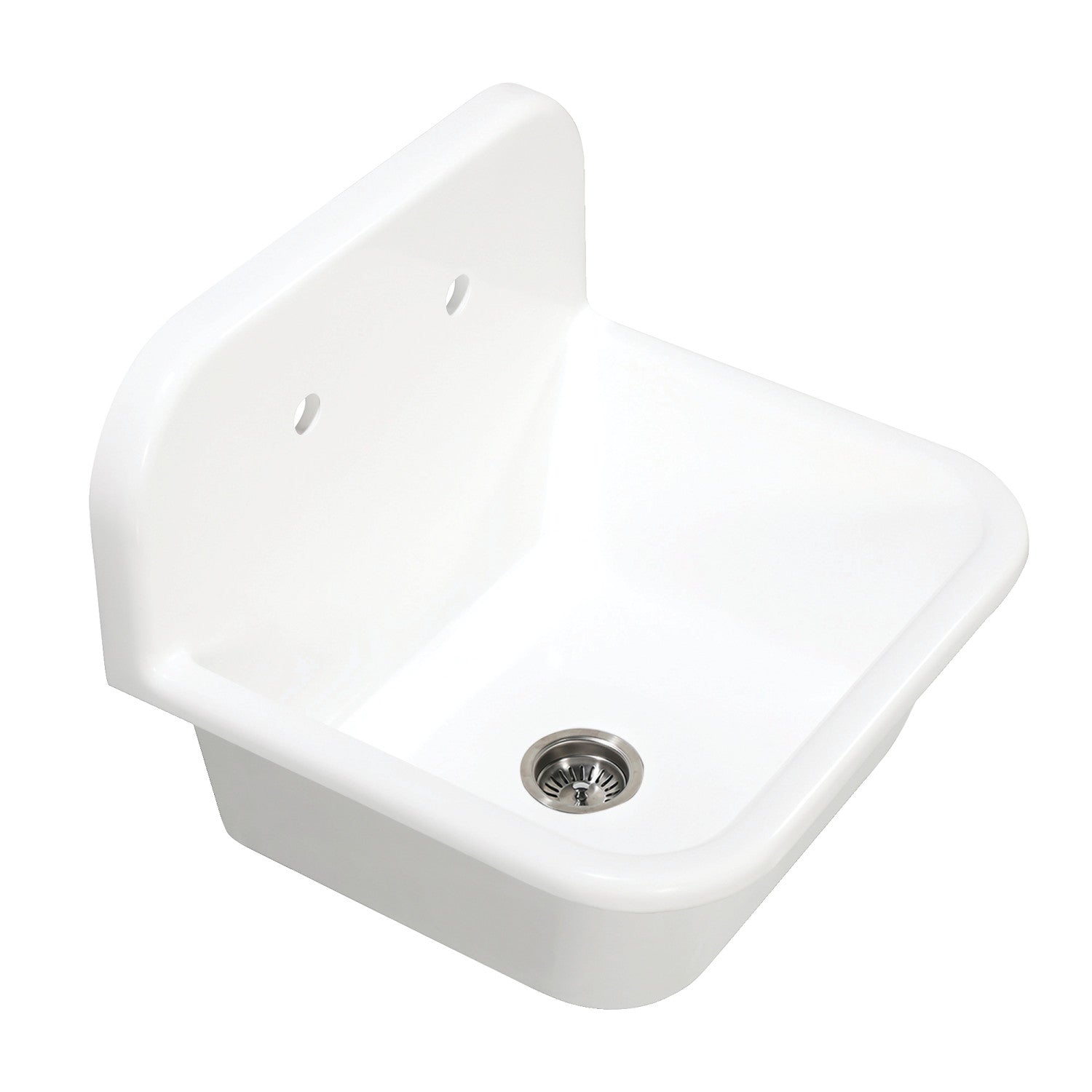 Kingston Heirloom GKTA2420198 - Arcticstone 24-Inch Solid Surface White Stone Single Bowl Top-Mount Kitchen Sink with Backsplash and Strainer, Matte White