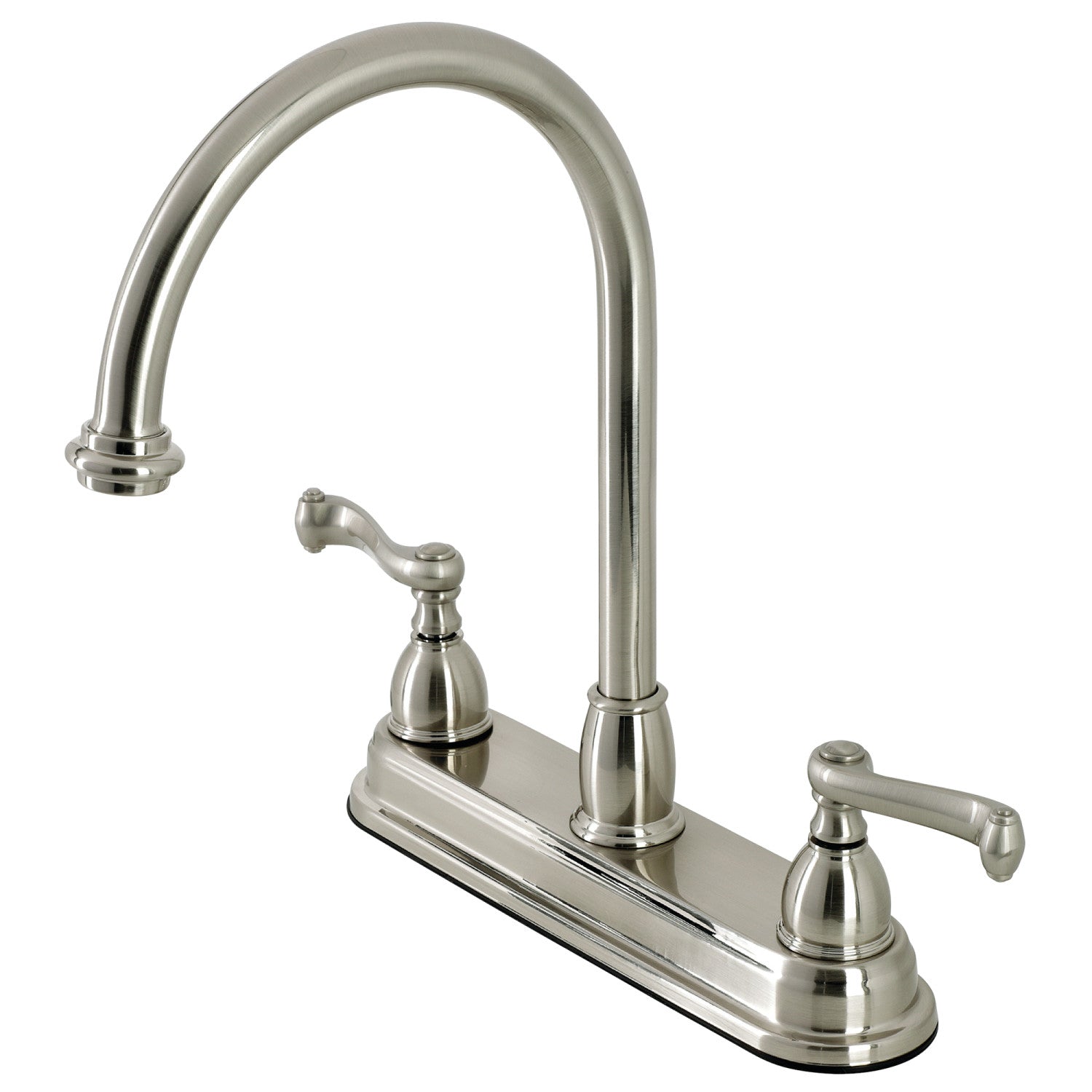 Kingston Tulare KB3748FL Robinet de cuisine central à deux poignées 3 trous 8, Nickel brossé