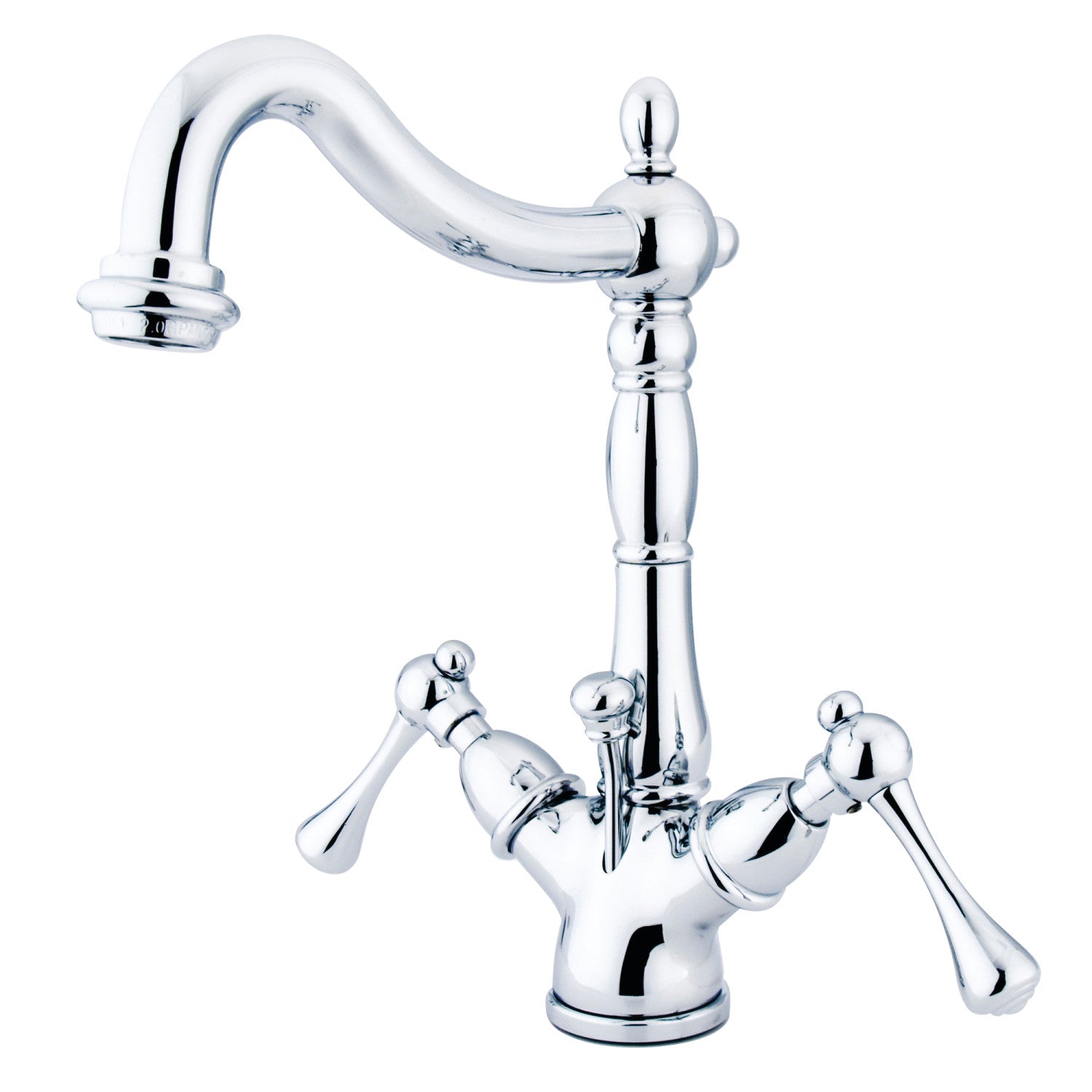 Kingston Heirloom KS1431BL - Heritage Double-Handle 1-or-3 Trou montage sur plage Robinet de salle de bain simple trou avec laiton à tirette, Chrome poli