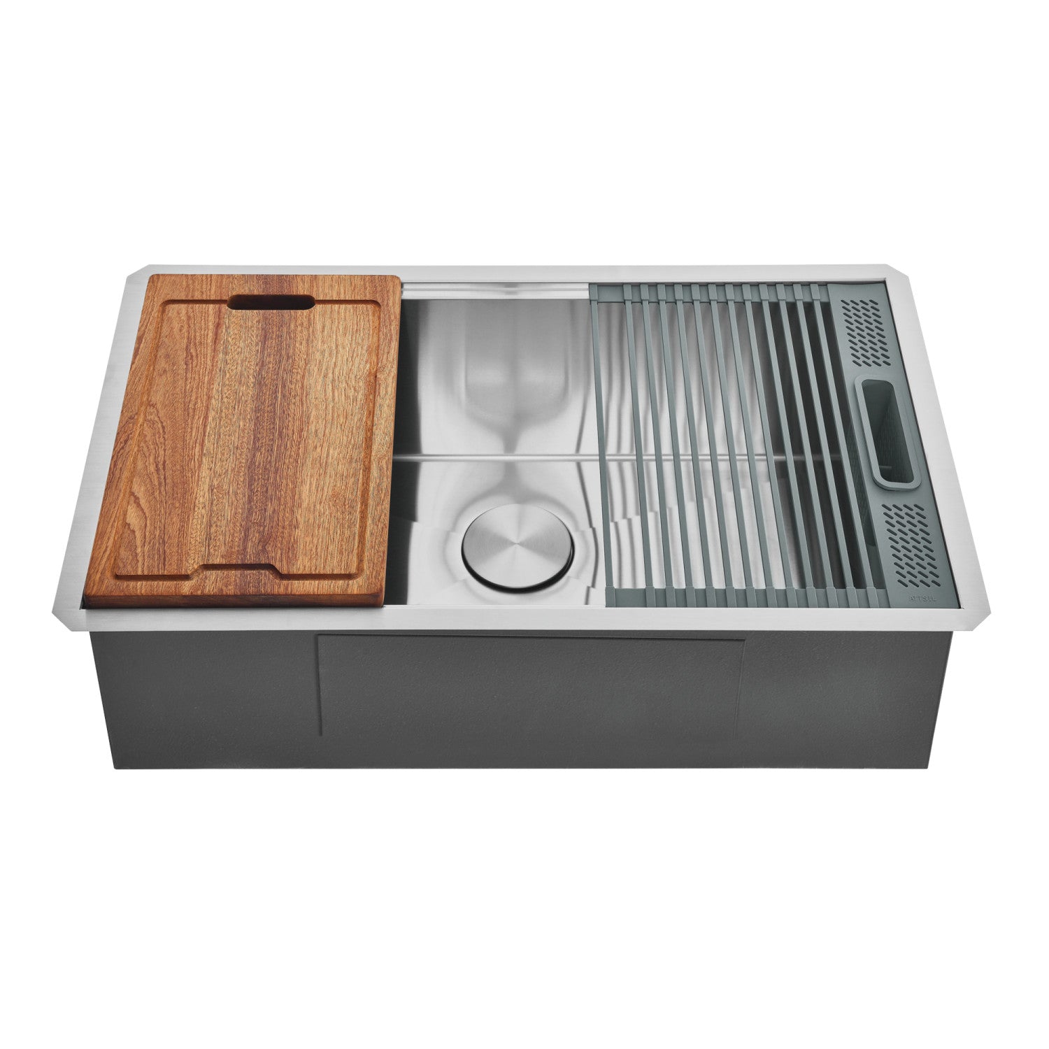 Kingston Sona GKUS321910 - Uptowne 32-Inch Stainless Steel Single Bowl Undermount Kitchen Sink with 6-Piece Kitchen Accessory Set, Brushed Stainless Steel