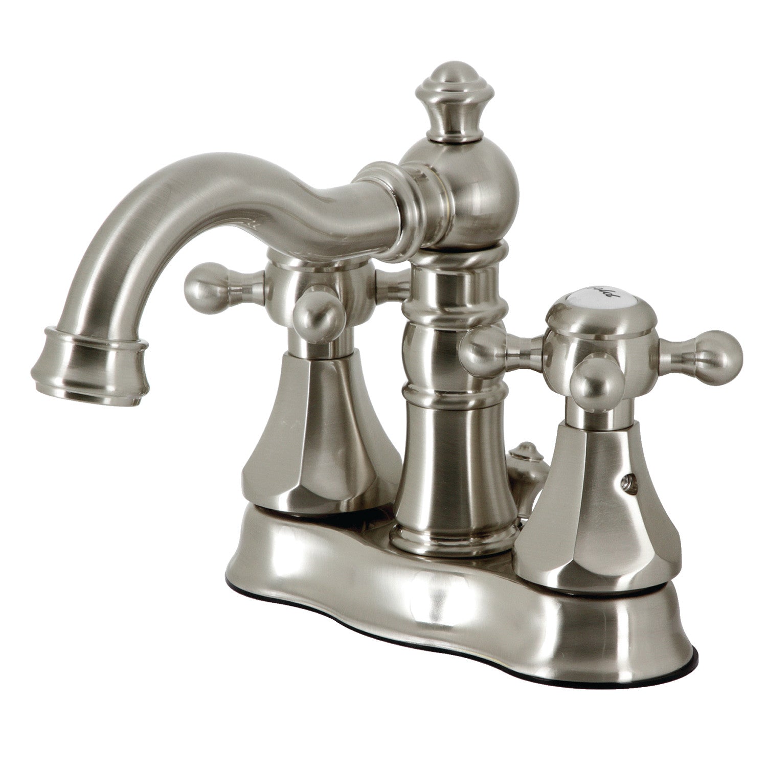Kingston Heirloom FSC1608BX - Metropolitan Double-Handle 3 trous montage sur plage 4-Inch Centerset Robinet de salle de bains avec laiton à tirette, Nickel brossé