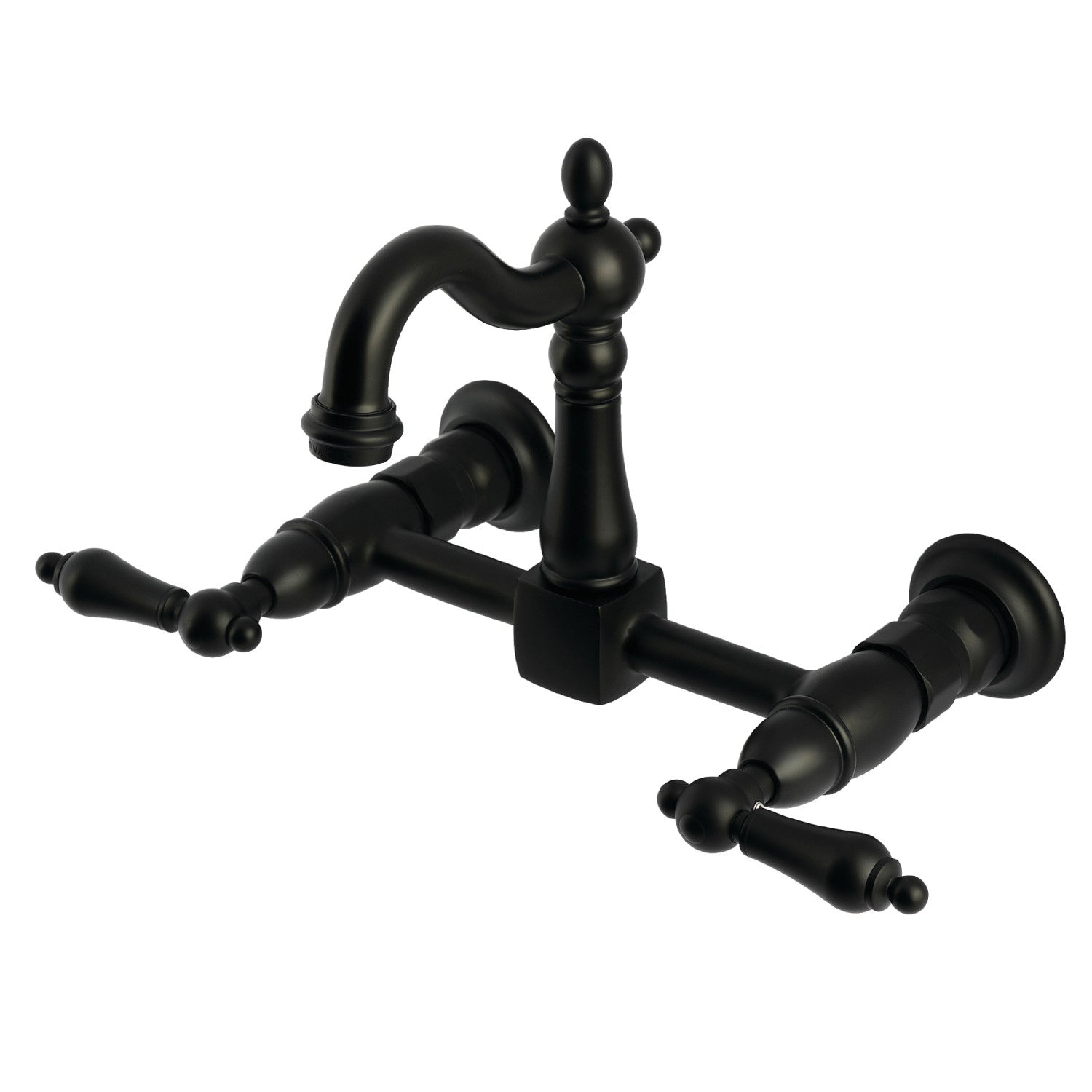 Kingston Heirloom KS2440AL - Robinet de cuisine à deux poignées Heritage 2 trous, noir mat