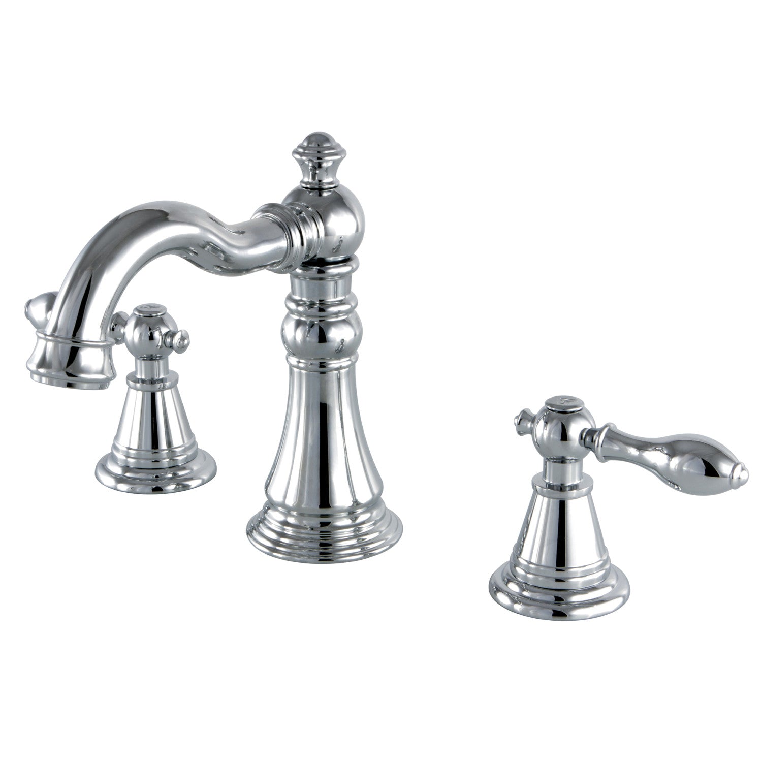 Kingston Heirloom FSC1971AL - English Classic Two-Handle 3-Hole Deck Mount Widespread Bathroom Faucet with Pop-Up Drain, Polished Chrome