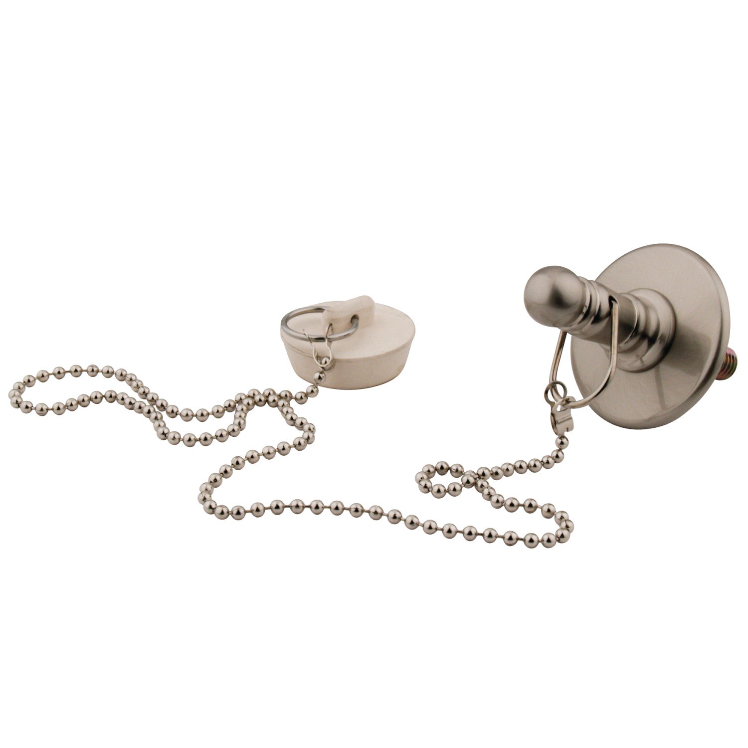 Kingston Vintage CC1118 Rubber Stopper Chain and Attachment, Brushed Nickel