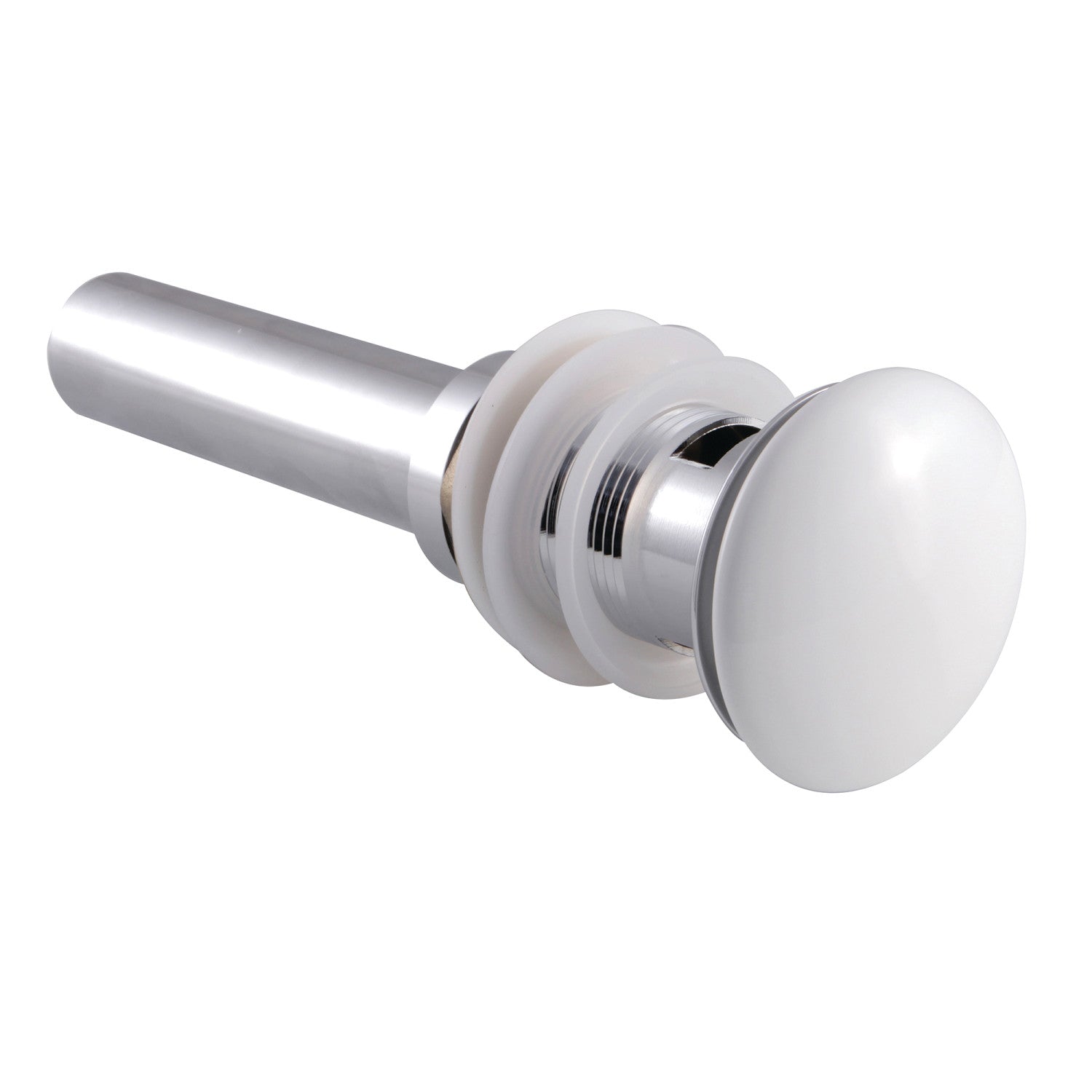 Kingston Sona EV6001WT - Trimscape Brass Push Pop-Up Bathroom Sink Drain with Overflow, 22 Gauge with Porcelain Cover, Polished Chrome/White