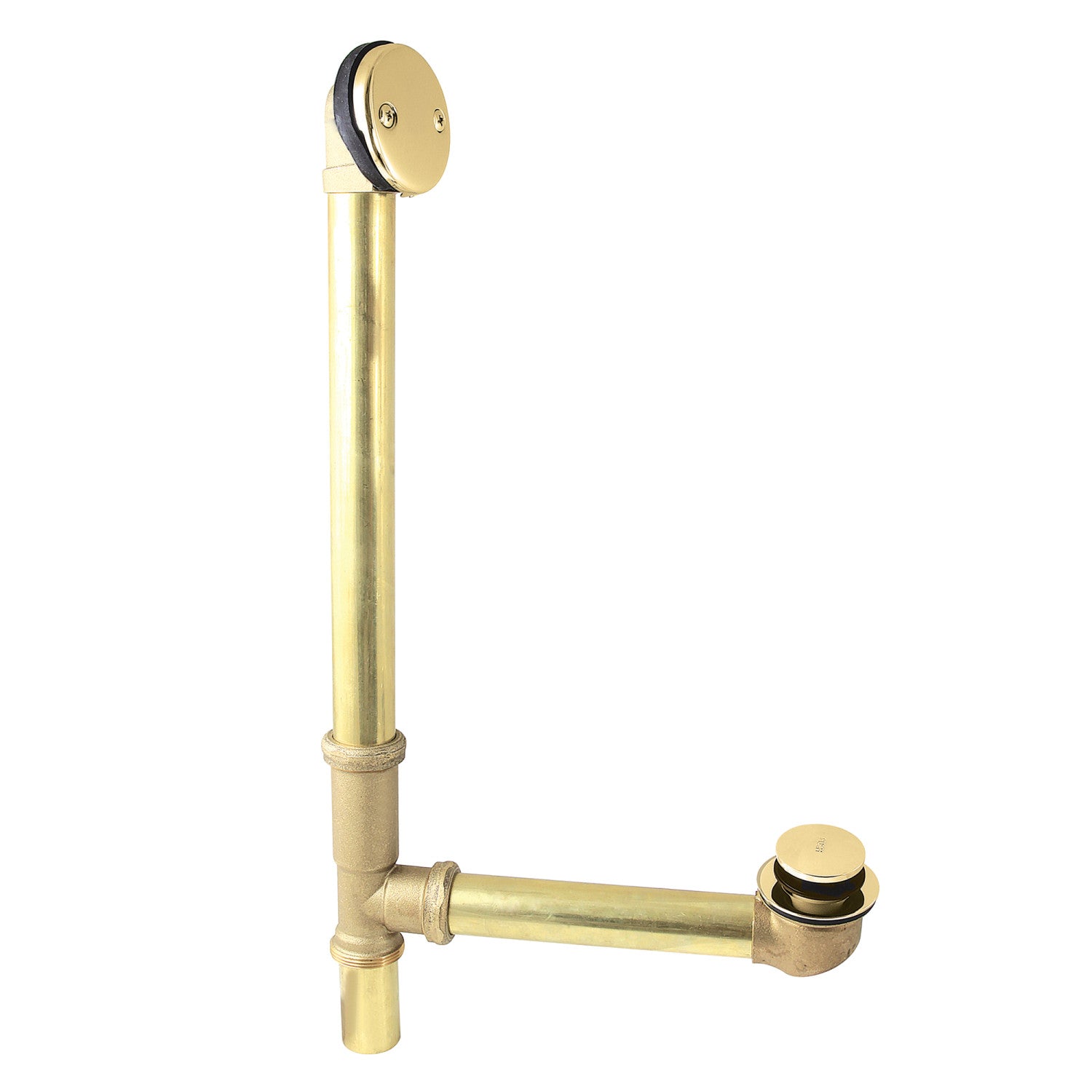 Kingston Tulare DTT2162 - Made To Match 21-Inch Brass Toe Touch Tub Waste and Overflow, Polished Brass