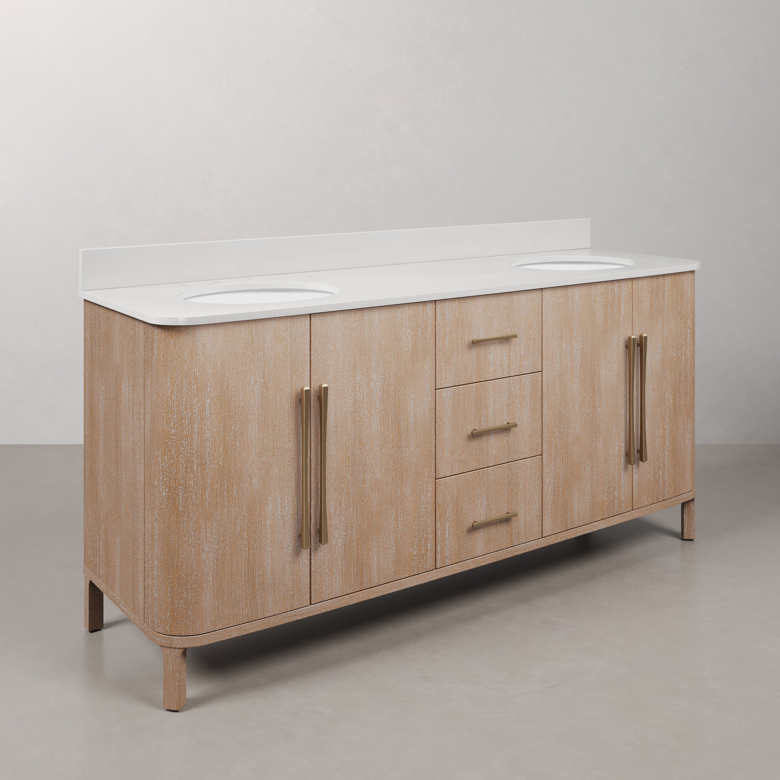 Kingston Luxe CI72EM08TL - 72 in. x 22 in. Bathroom Vanity Double Sink Freestanding with Whitebrook Engineered Marble Top, Toffee Latte