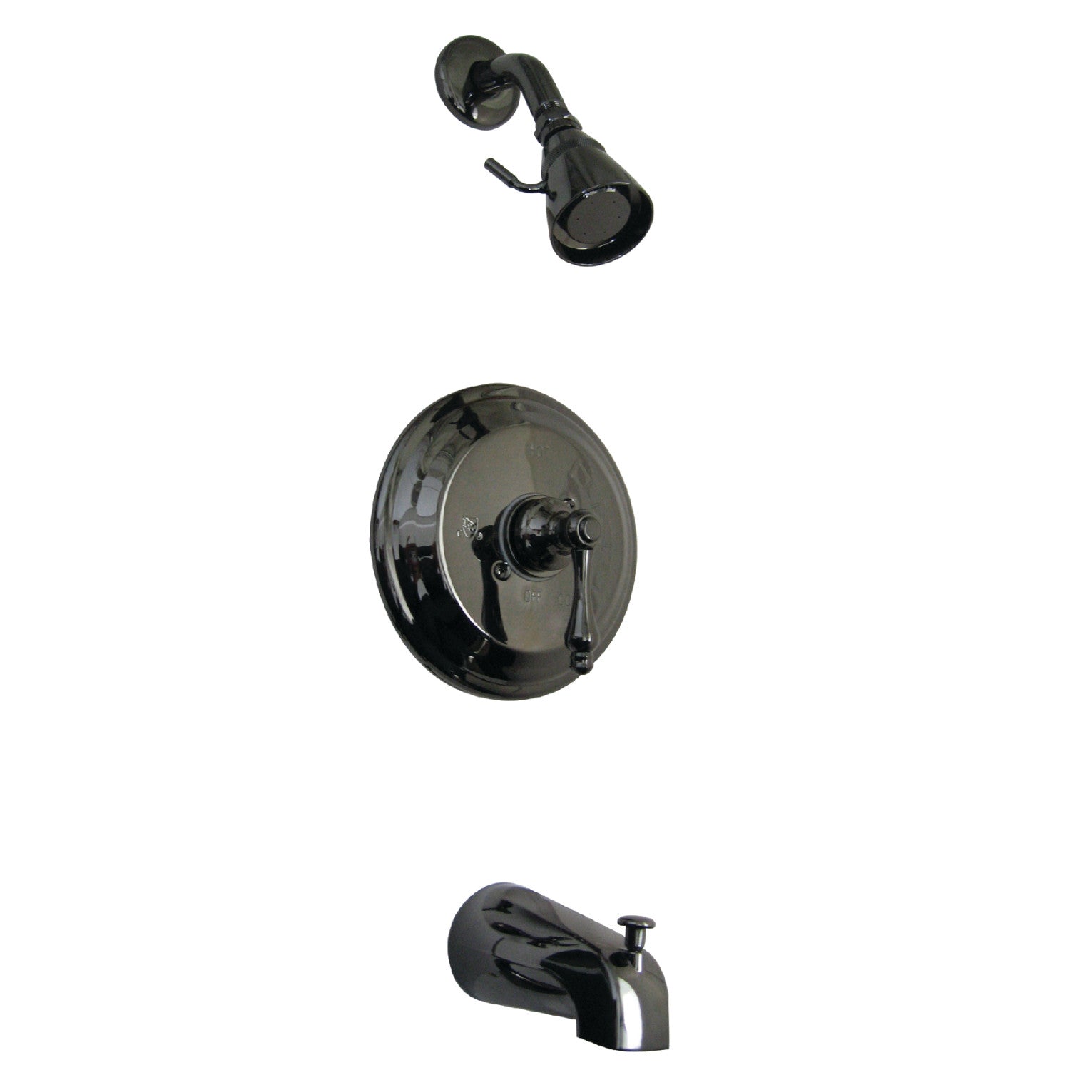 Kingston Heirloom NB3630AL - Robinet de baignoire et de douche à pression monomanche Water Onyx, acier inoxydable noir