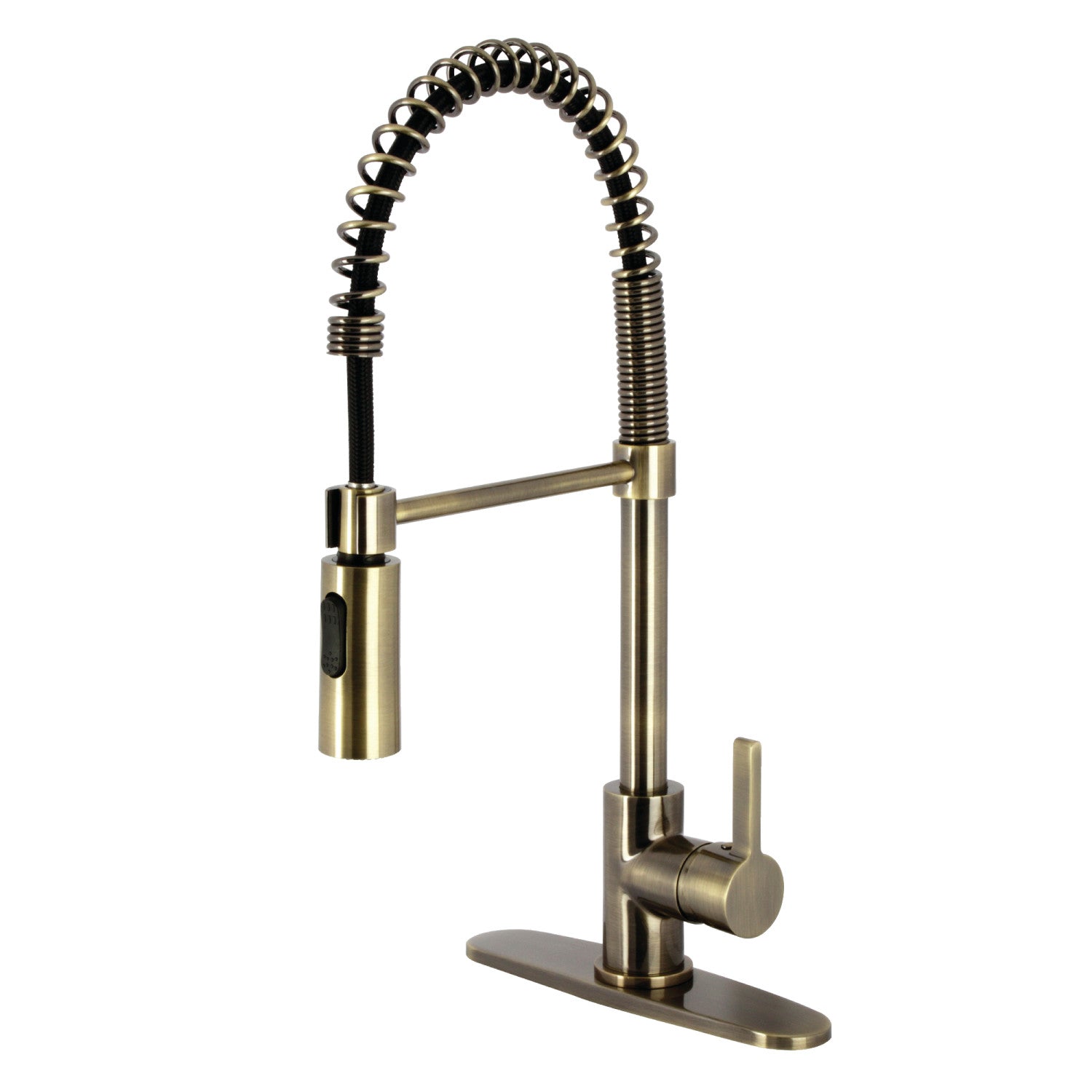 Kingston Sona LS877CTLAB - Continental Single-Handle 1-Hole Deck Mount Pre-Rinse Kitchen Faucet, Antique Brass