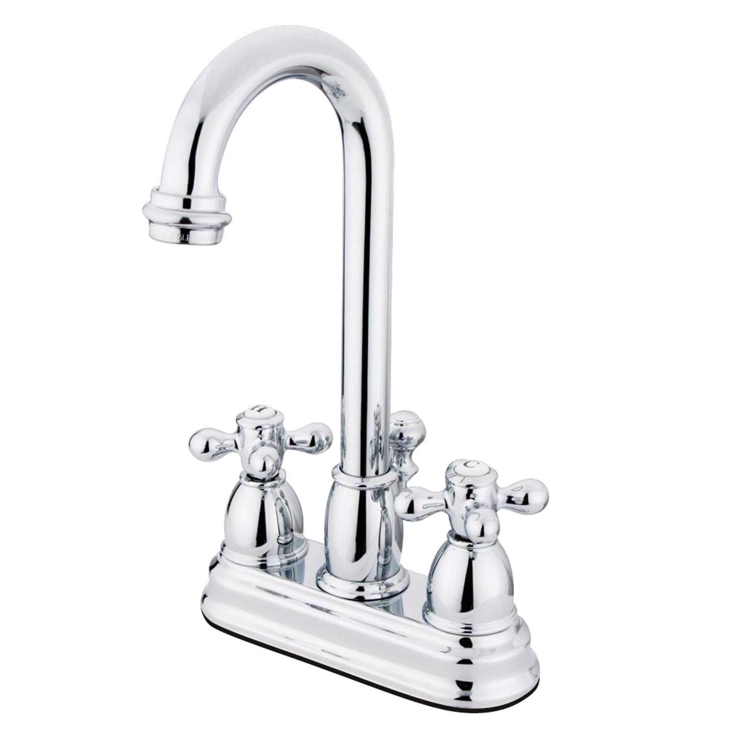 Kingston Heirloom KB3611AX - Robinet de salle de bains à double poignée de restauration 3 trous montage sur plage 4-Inch Centerset avec drain à tirette, chrome poli