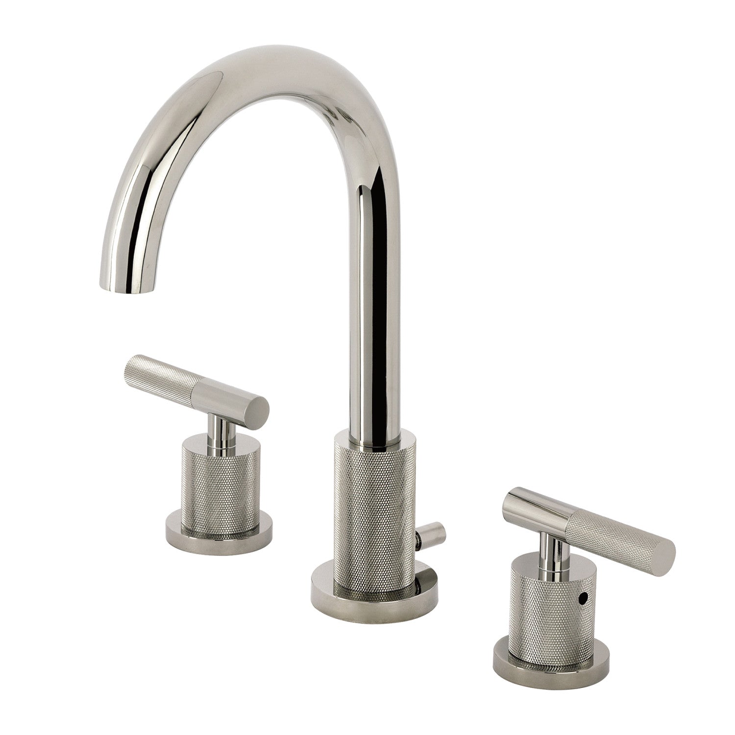 Kingston Sona FSC8929KNL - Robinet de salle de bains polyvalent à deux poignées convergentes 3 trous avec poignée moletée et à tirette en laiton, nickel poli