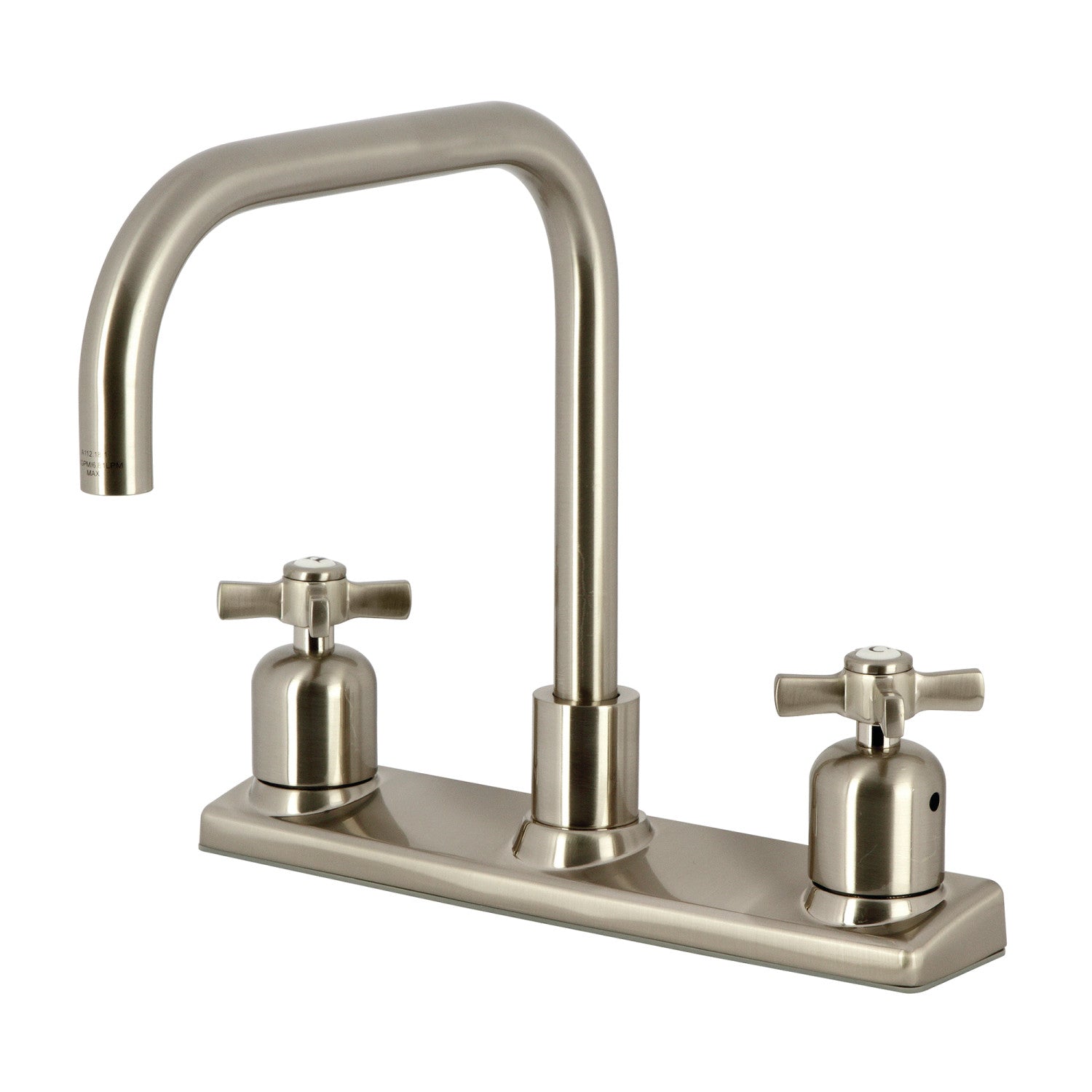 Kingston Tulare FB2148ZX - Robinet de cuisine à deux poignées Millennium 2 trous 8", Nickel brossé