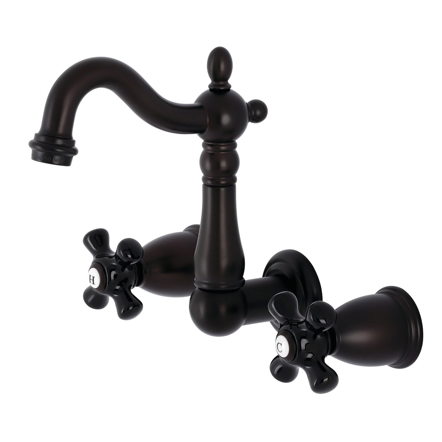 Kingston Heirloom KS1225PKX - Robinet de salle de bains à double poignée 3 trous Wall Mount, bronze frotté à l'huile