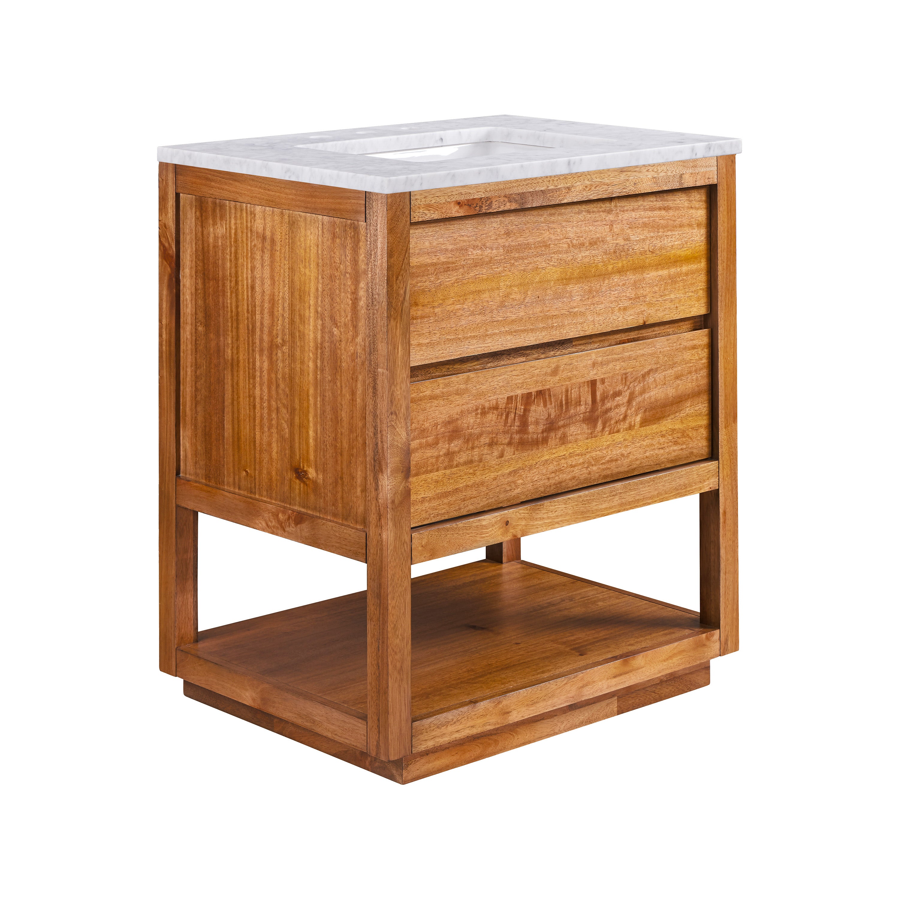 Kingston Luxe OA30CW00MW - 30 in. x 22 in. Bathroom Vanity Single Sink with White Marble Top and White Basin, Mango Wood