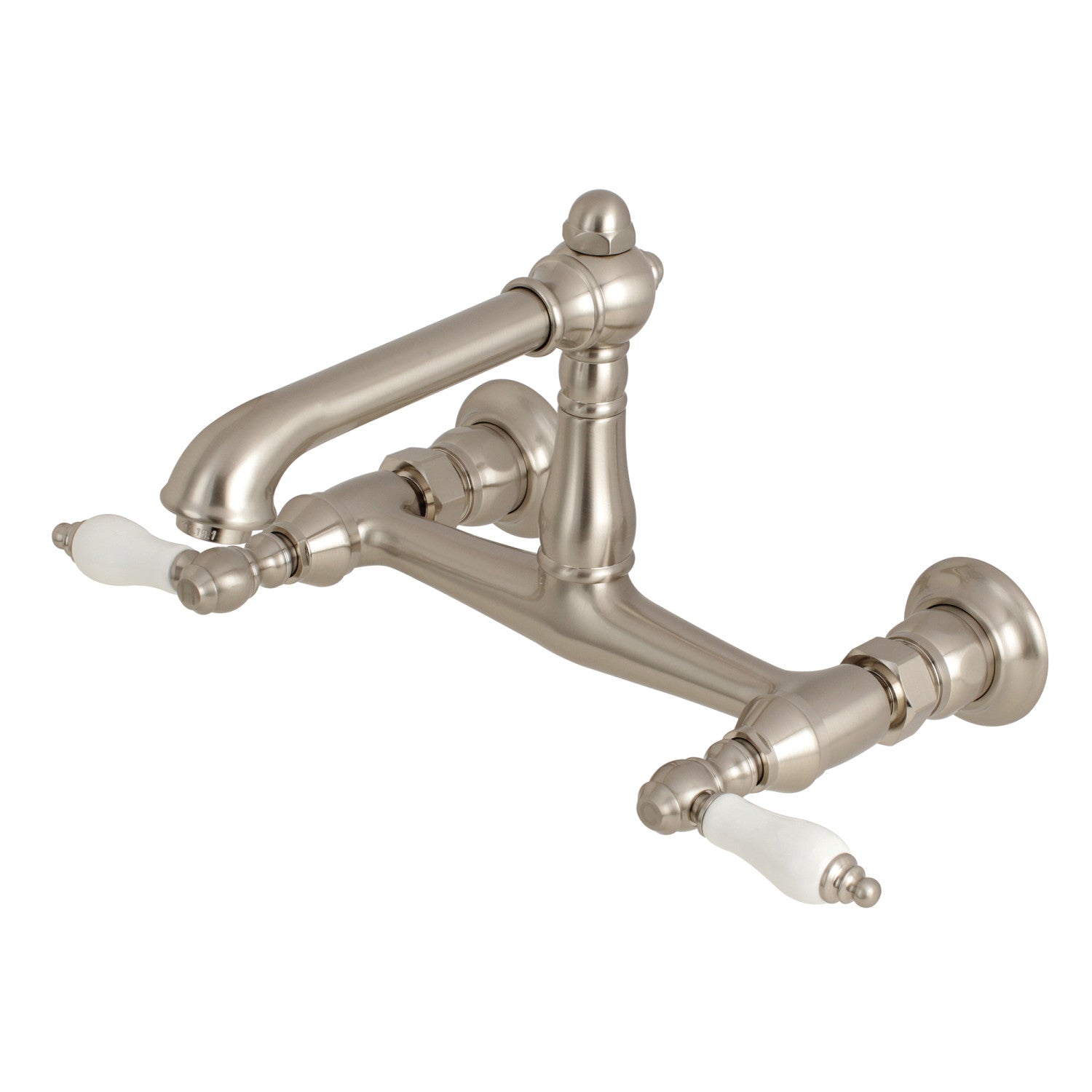 Kingston Heirloom KS7248PL - Robinet de salle de bain double poignée de pays anglais 2 trous, nickel brossé