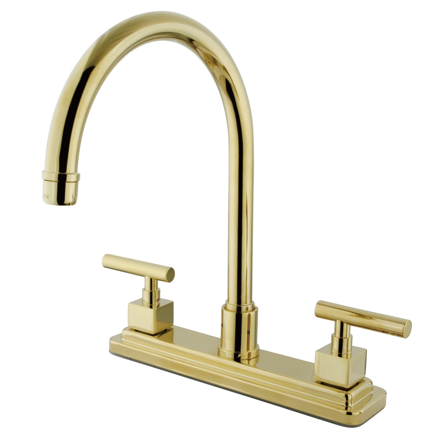Kingston Sona KS8792CQLLS - Robinet de cuisine à deux poignées Claremont 3 trous 8, laiton poli