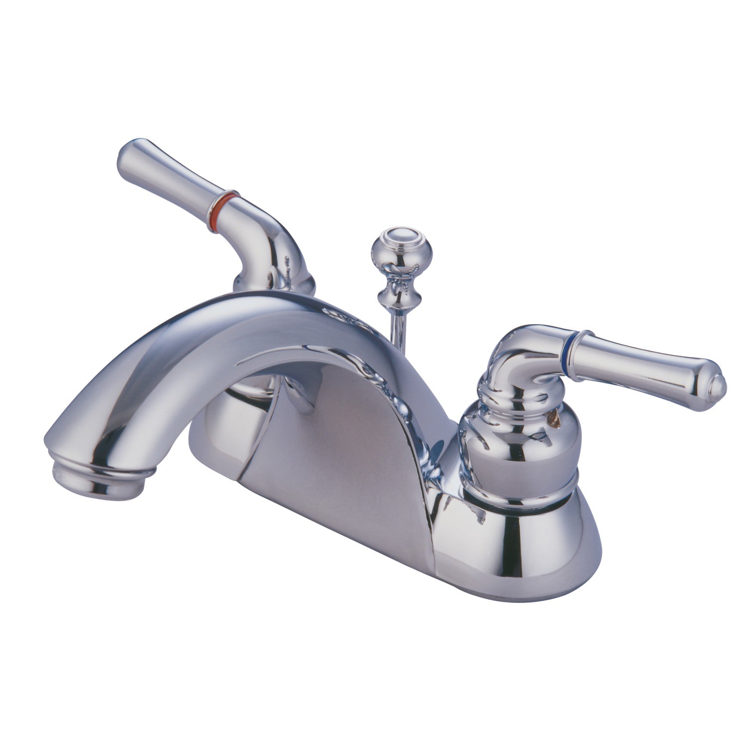 Kingston Tulare KB2621 - Naples Double-Handle 3-Hole Deck Mount 4-Inch Centerset Bathroom Faucet with ABS Pop-Up Drain, Polished Chrome