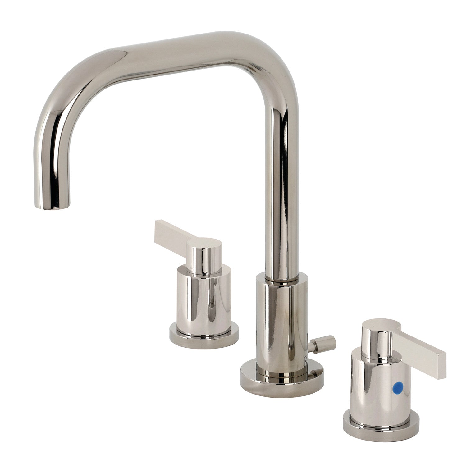Kingston Sona FSC8939NDL - NuvoFusion Robinet de salle de bain à deux poignées 3 trous Robinet de salle de bain à montage étendu avec à tirette en laiton, nickel poli